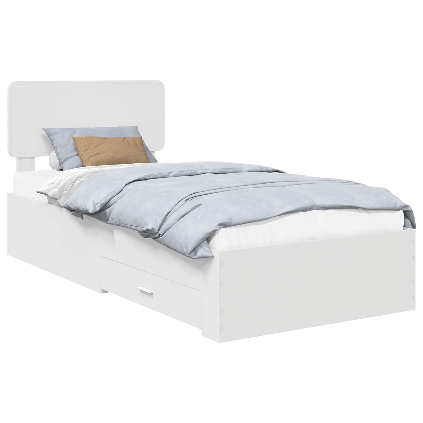 Bedframe met hoofdeinde met lade Wit 90 x 190 cm Bewerkt hout is nu te koop bij PeponiXL, paradijselijk wonen!