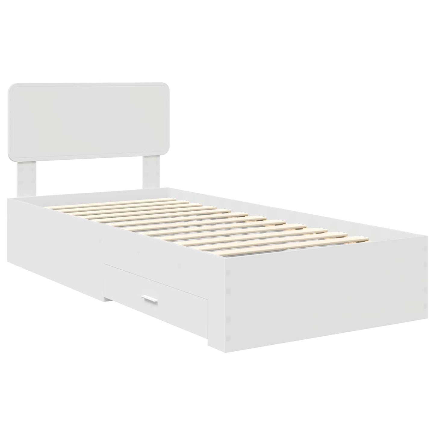 Bedframe met hoofdeinde met lade Wit 90 x 190 cm Bewerkt hout is nu te koop bij PeponiXL, paradijselijk wonen!