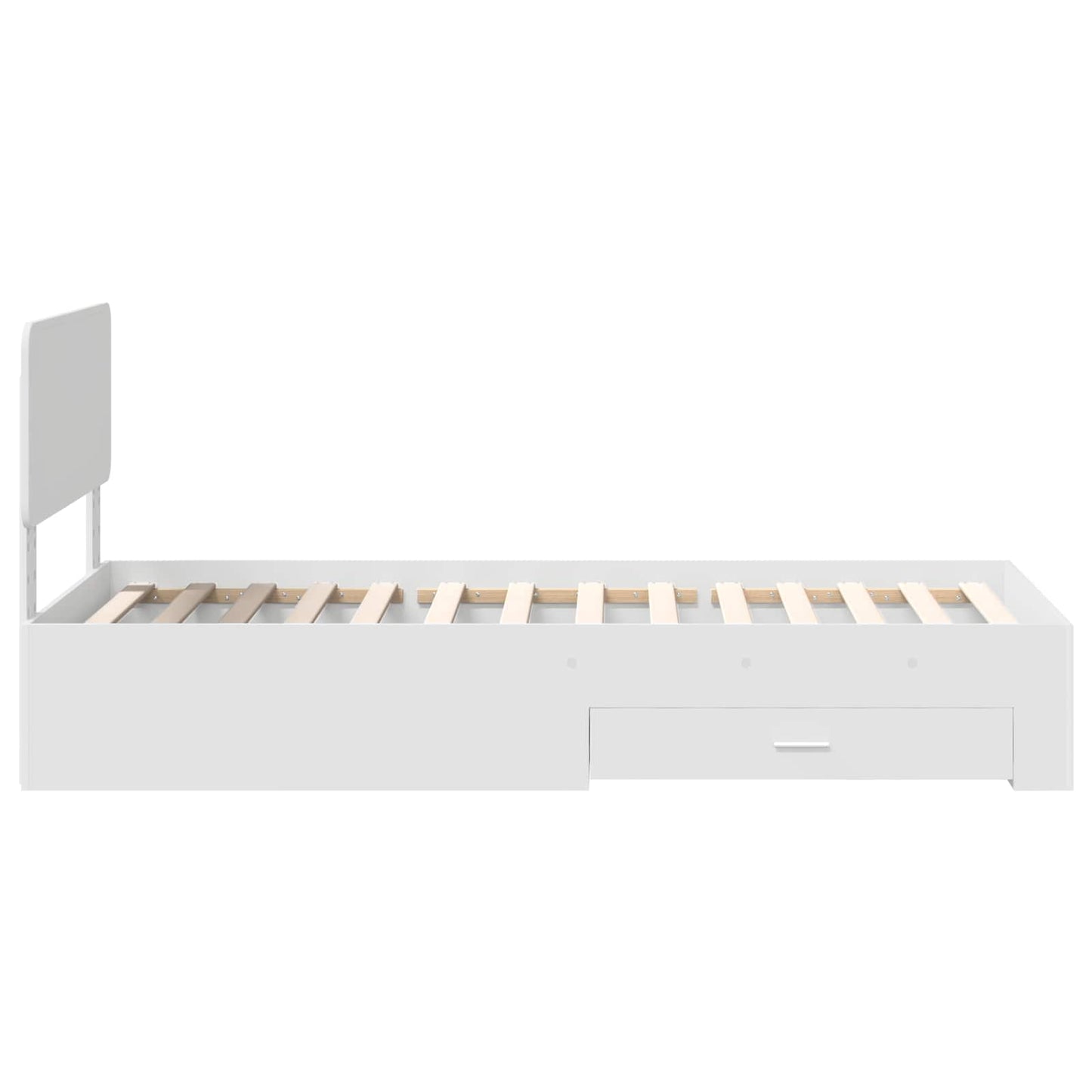 Bedframe met hoofdeinde met lade Wit 90 x 190 cm Bewerkt hout is nu te koop bij PeponiXL, paradijselijk wonen!