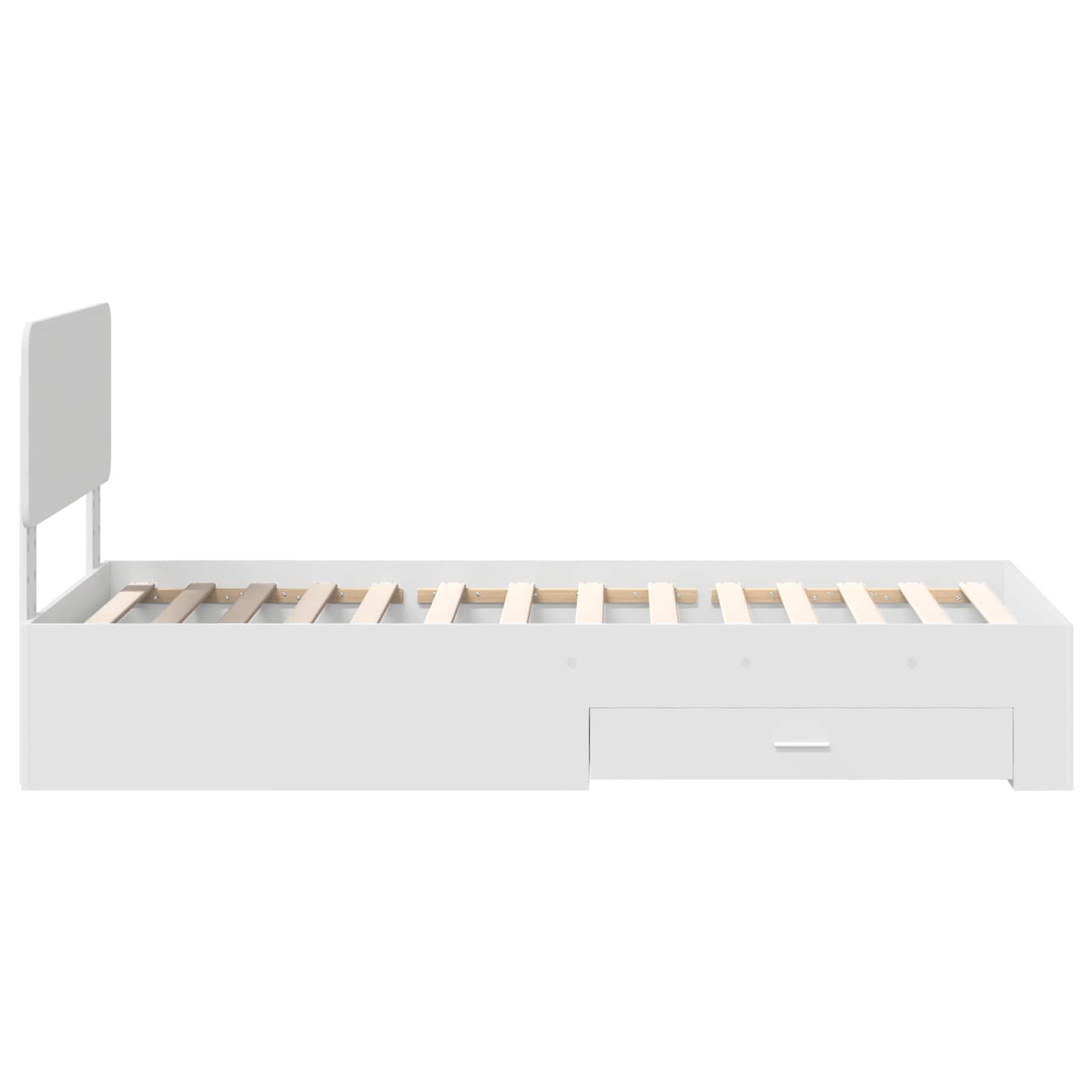 Bedframe met hoofdeinde met lade Wit 90 x 190 cm Bewerkt hout is nu te koop bij PeponiXL, paradijselijk wonen!