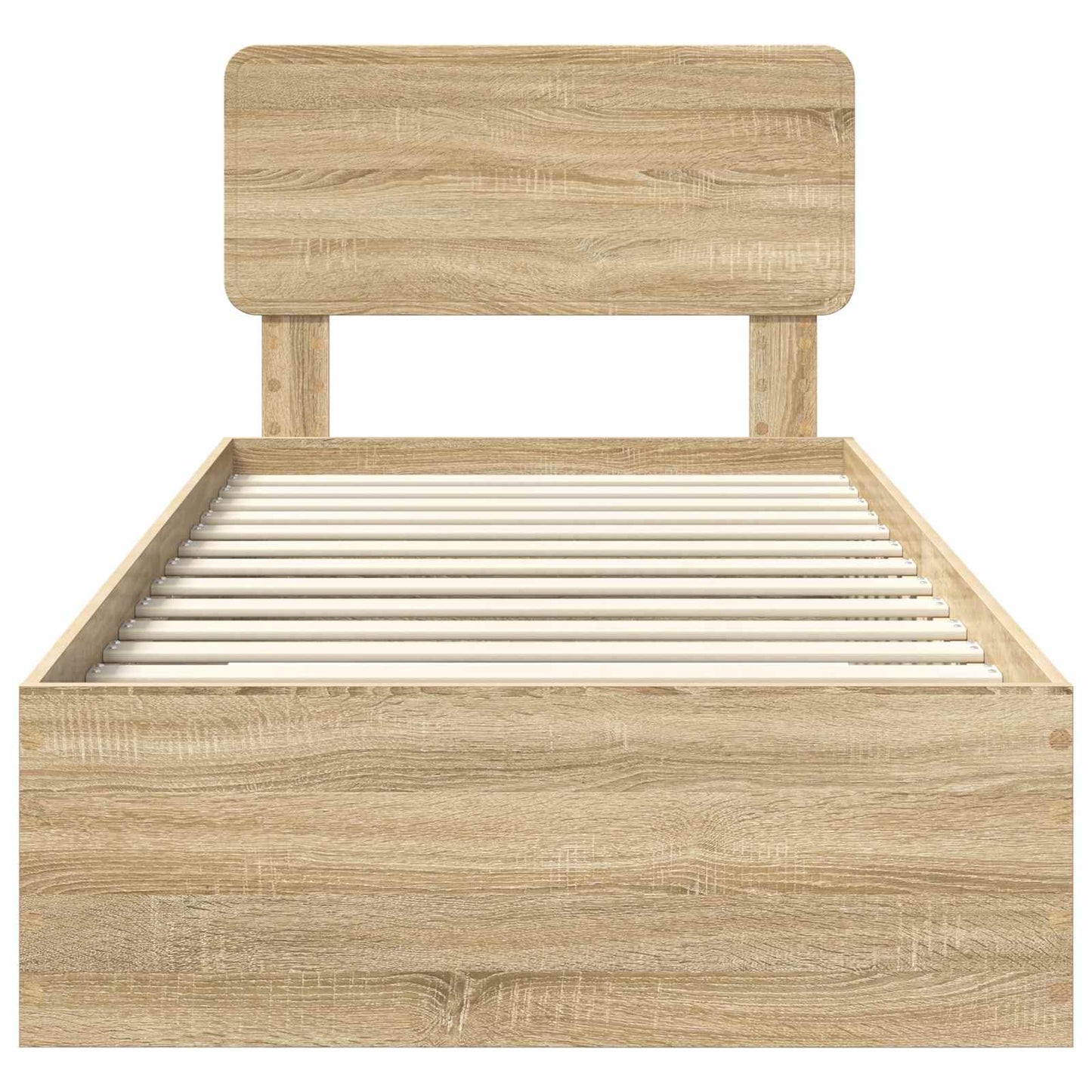 Bedframe met hoofdeinde Sonoma Eiken 90 x 190 cm Bewerkt hout is nu te koop bij PeponiXL, paradijselijk wonen!