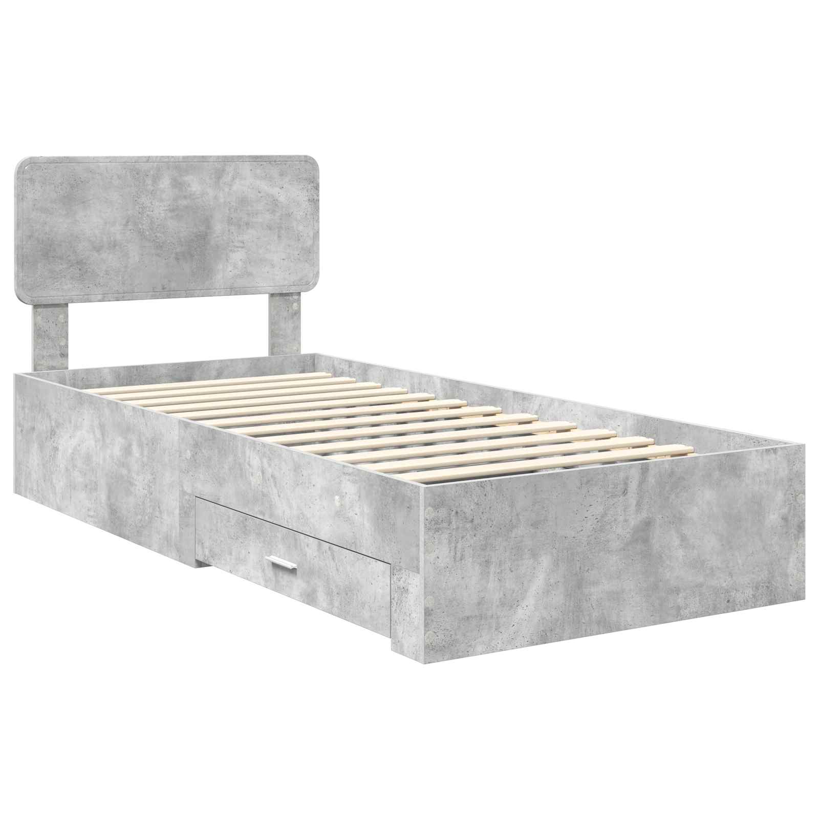Bedframe met hoofdeinde Beton Grijs 90 x 190 cm Bewerkt hout is nu te koop bij PeponiXL, paradijselijk wonen!