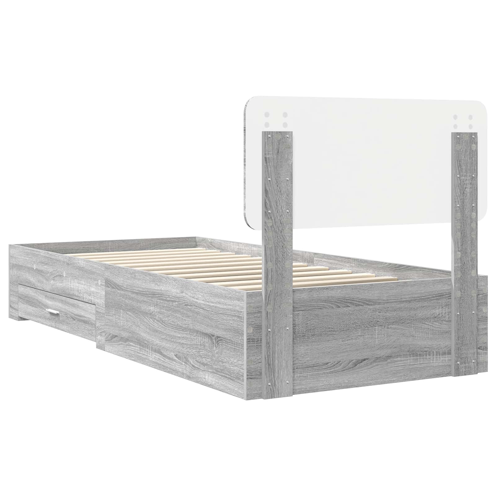 Bedframe met hoofdeinde Grijs Sonoma 90 x 190 cm Bewerkt hout is nu te koop bij PeponiXL, paradijselijk wonen!
