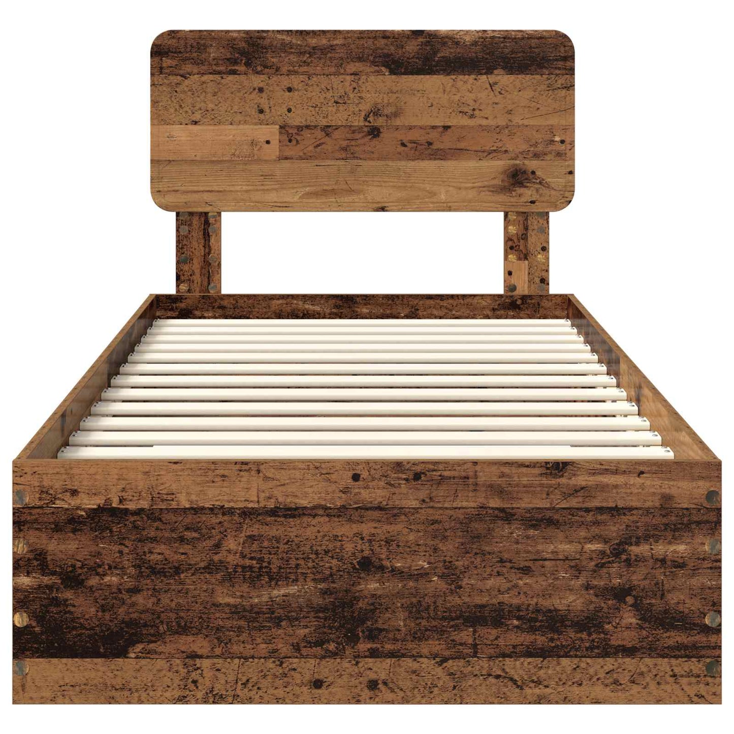 Bedframe met hoofdeinde Oudhout 90 x 190 cm Bewerkt hout is nu te koop bij PeponiXL, paradijselijk wonen!