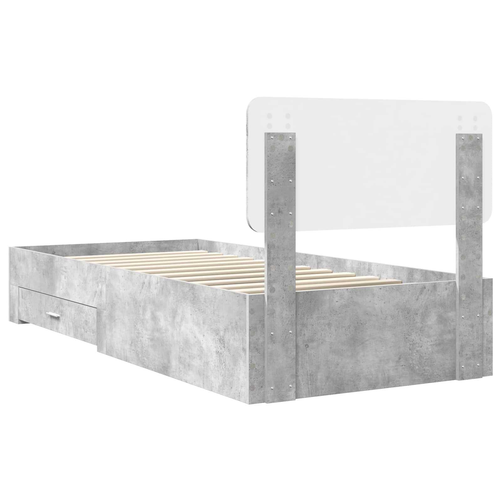 Bedframe met hoofdeinde Beton Grijs 70 x 190 cm Bewerkt hout is nu te koop bij PeponiXL, paradijselijk wonen!