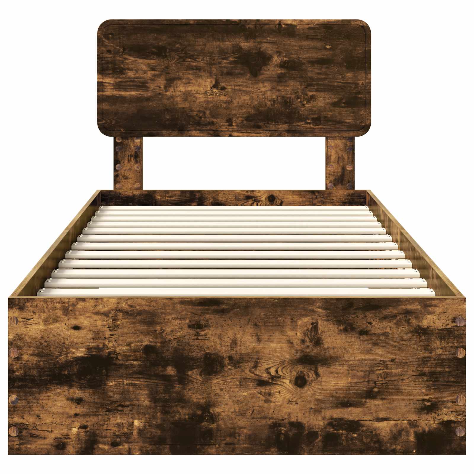 Bedframe met hoofdeinde Gerookt eiken 75 x 190 cm Bewerkt hout is nu te koop bij PeponiXL, paradijselijk wonen!