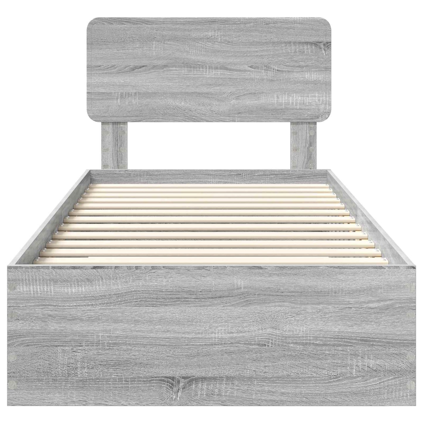 Bedframe met hoofdeinde Grijs Sonoma 75 x 190 cm Bewerkt hout is nu te koop bij PeponiXL, paradijselijk wonen!