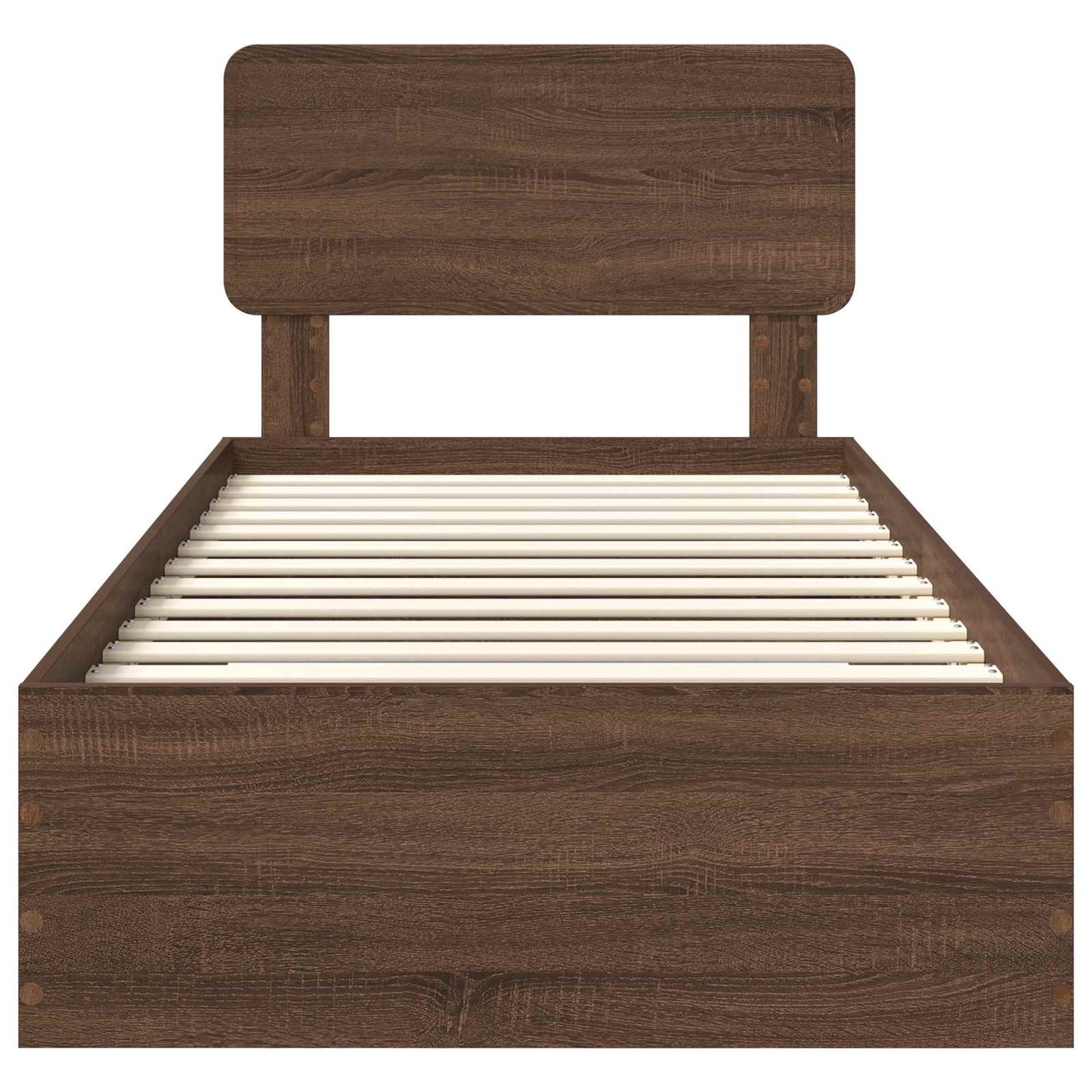 Bedframe met hoofdeinde Bruin Eiken 75 x 190 cm Bewerkt hout is nu te koop bij PeponiXL, paradijselijk wonen!