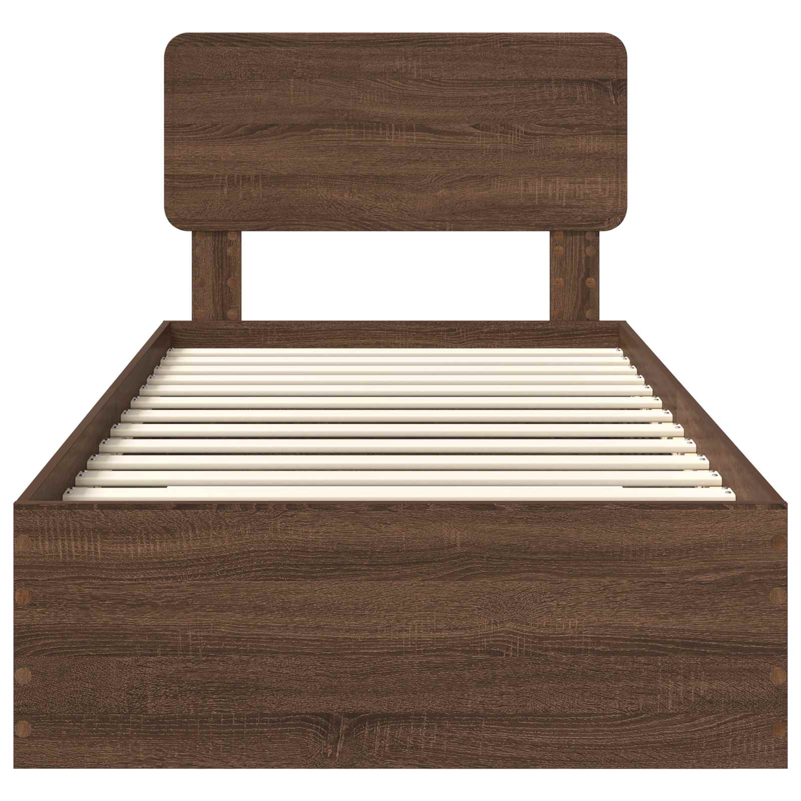 Bedframe met hoofdeinde Bruin Eiken 75 x 190 cm Bewerkt hout is nu te koop bij PeponiXL, paradijselijk wonen!