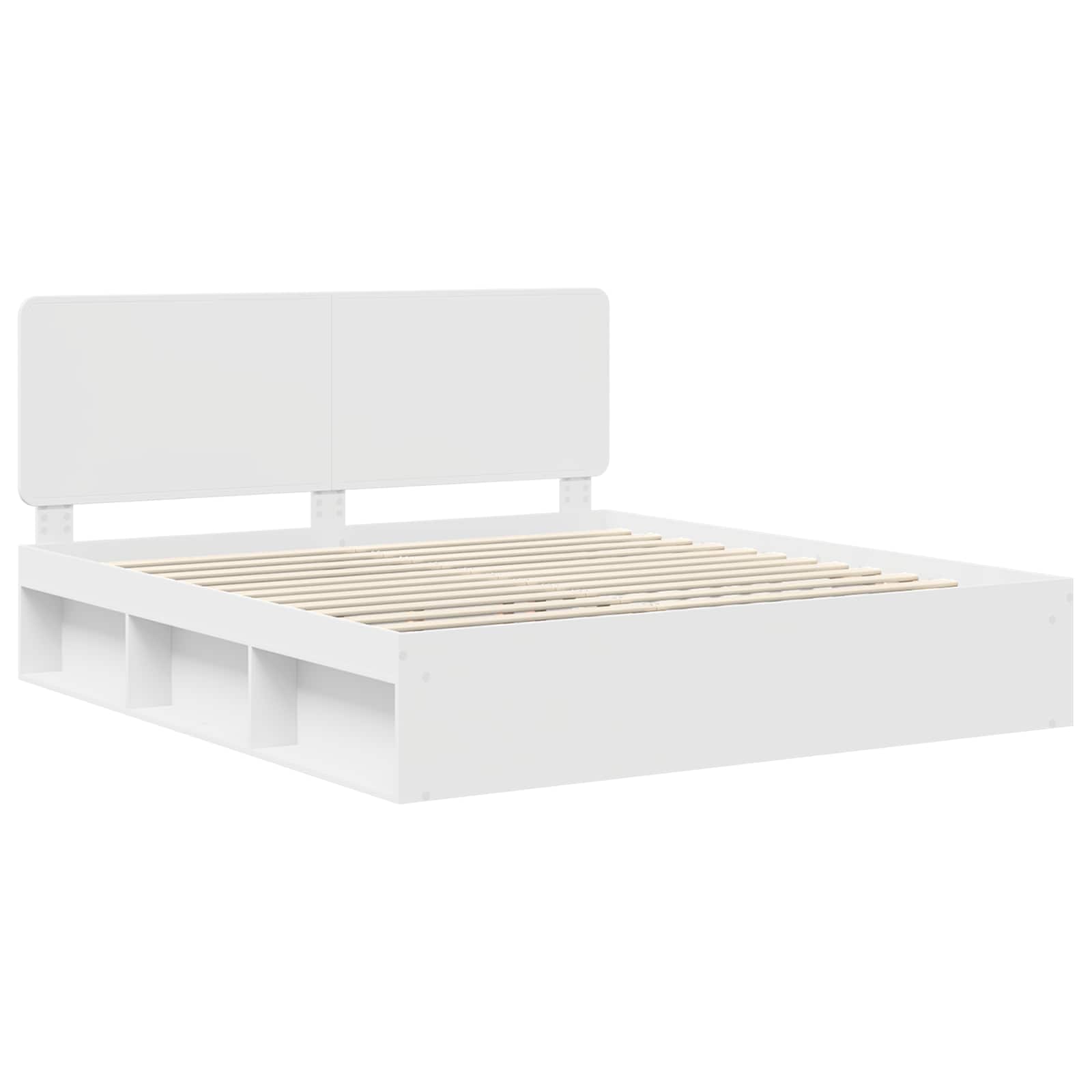 Bedframe met hoofdeinde Wit 200 x 200 cm Massief grenenhout is nu te koop bij PeponiXL, paradijselijk wonen!