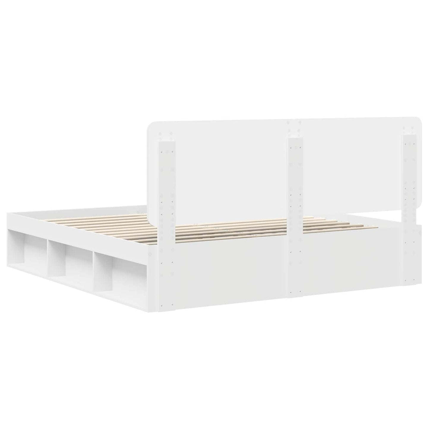 Bedframe met hoofdeinde Wit 200 x 200 cm Massief grenenhout is nu te koop bij PeponiXL, paradijselijk wonen!