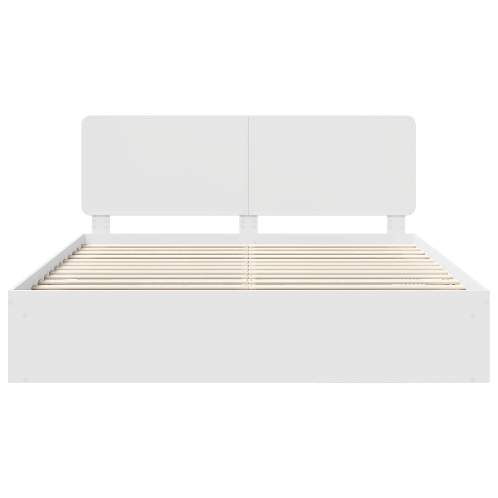 Bedframe met hoofdeinde Wit 200 x 200 cm Massief grenenhout is nu te koop bij PeponiXL, paradijselijk wonen!