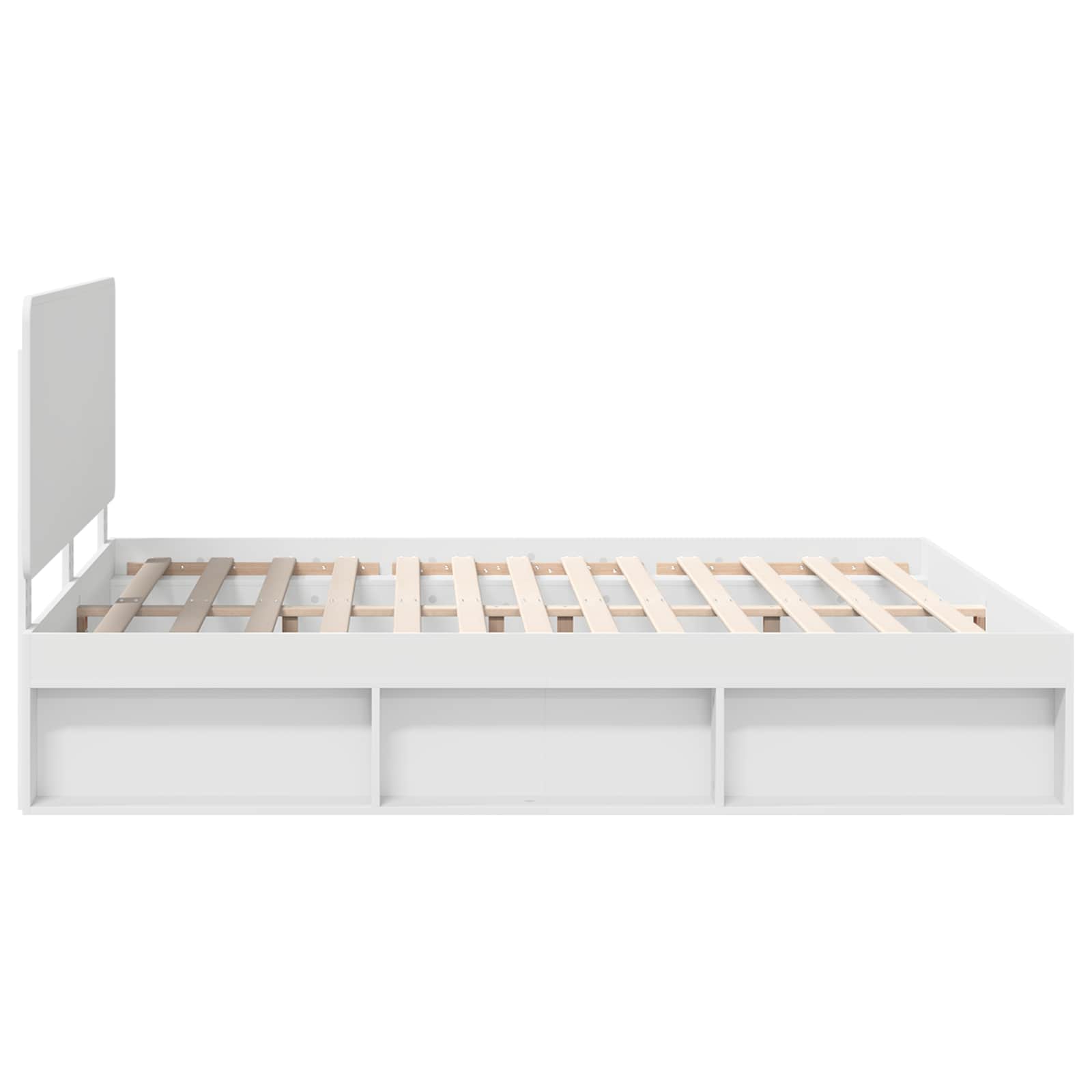 Bedframe met hoofdeinde Wit 200 x 200 cm Massief grenenhout is nu te koop bij PeponiXL, paradijselijk wonen!