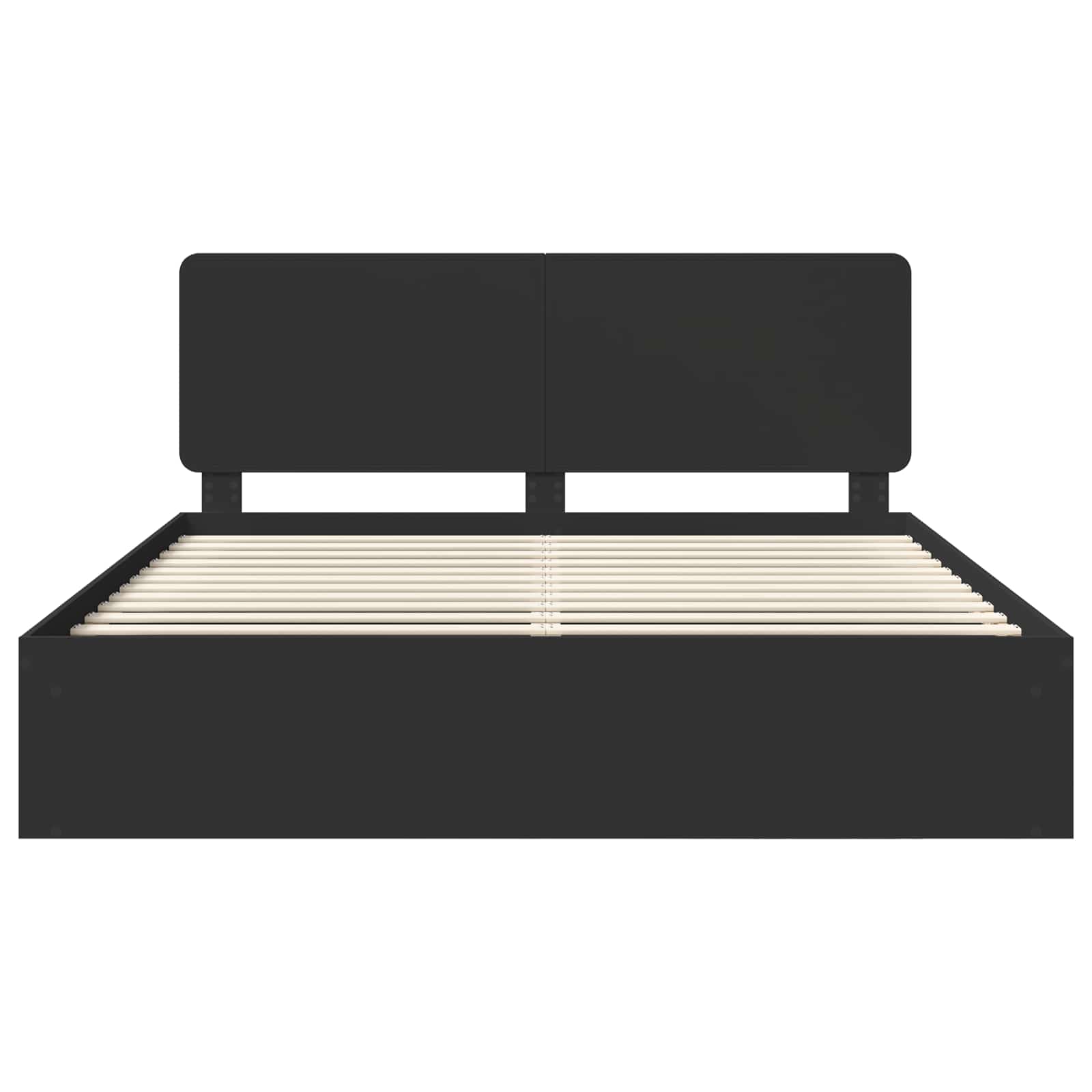 Bedframe met hoofdeinde Zwart 200 x 200 cm Massief grenenhout is nu te koop bij PeponiXL, paradijselijk wonen!