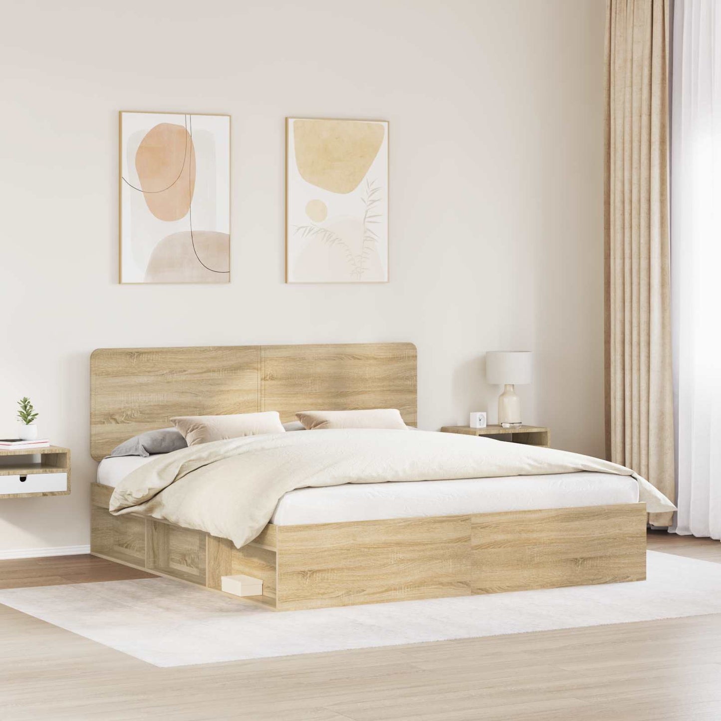 Bedframe met hoofdeinde Sonoma 200 x 200 cm Massief grenenhout is nu te koop bij PeponiXL, paradijselijk wonen!