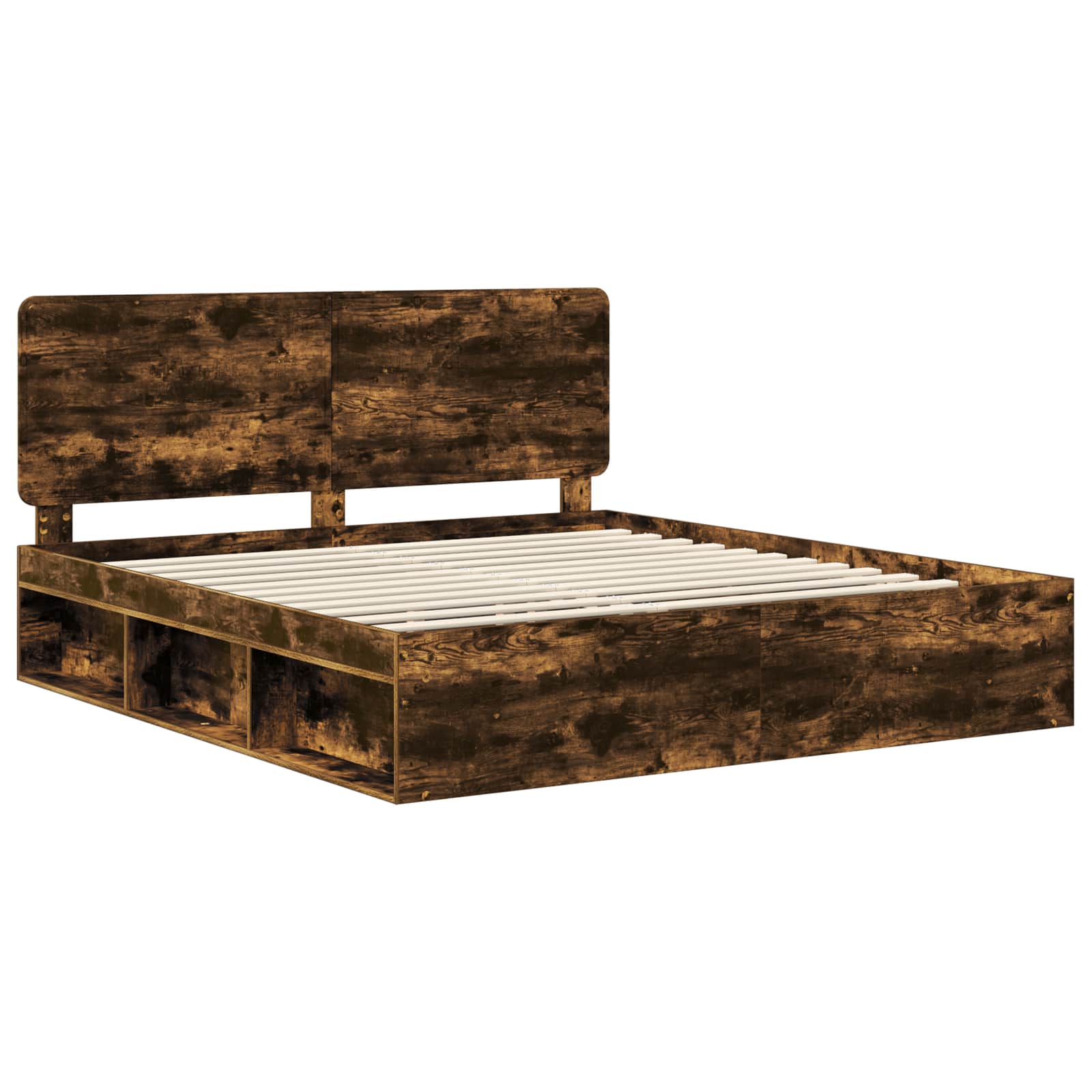 Bedframe Gerookt eiken 200 x 200 cm Massief grenenhout is nu te koop bij PeponiXL, paradijselijk wonen!