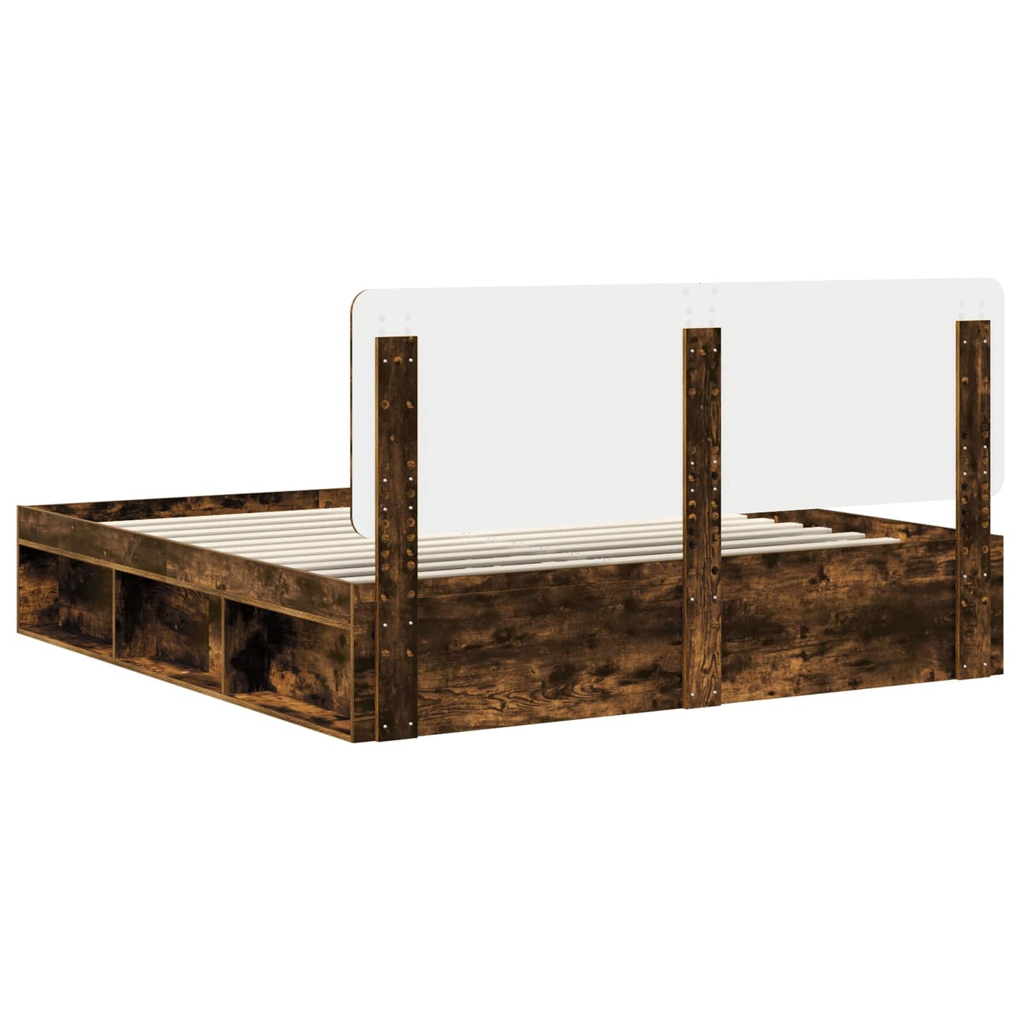 Bedframe Gerookt eiken 200 x 200 cm Massief grenenhout is nu te koop bij PeponiXL, paradijselijk wonen!