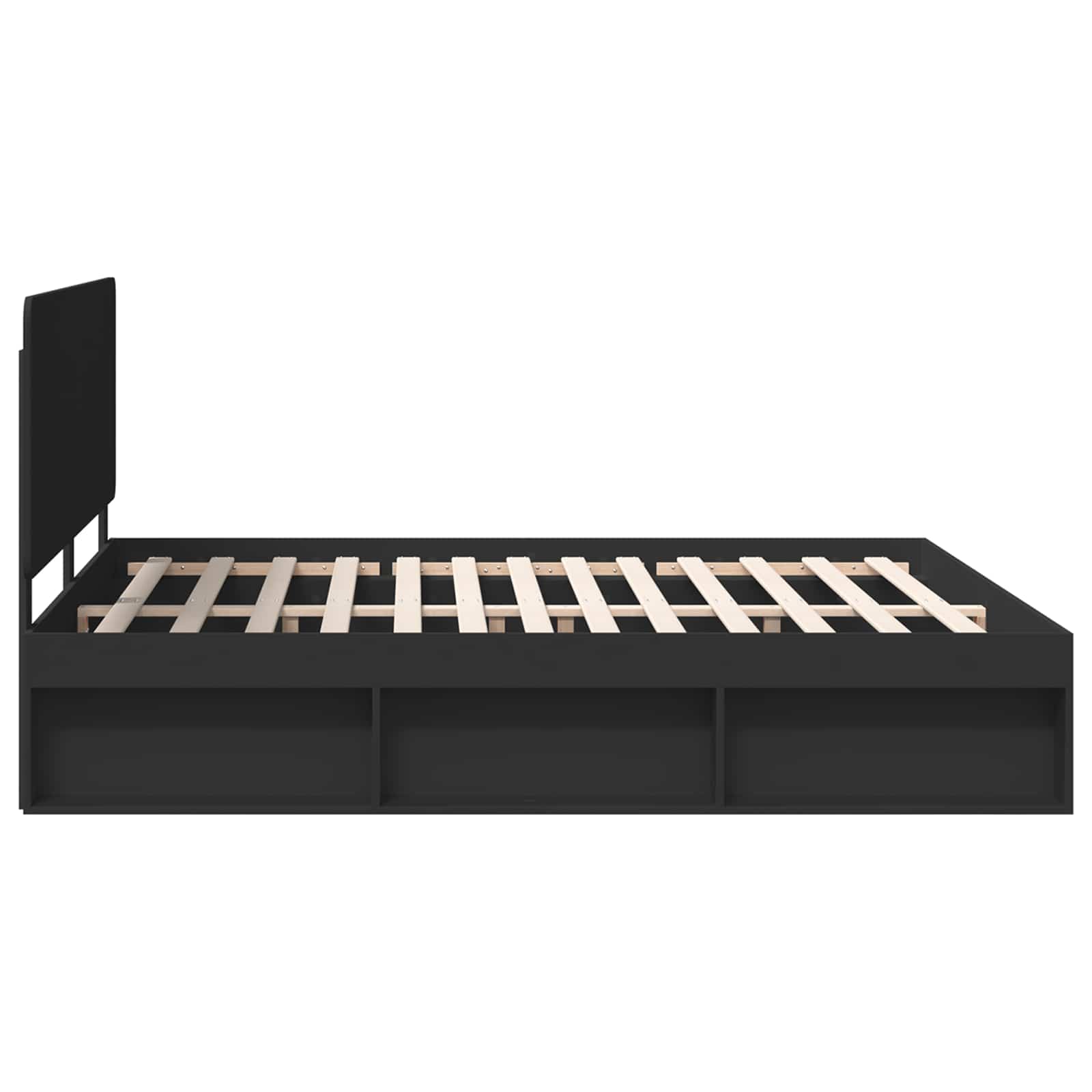 Bedframe met hoofdeinde Zwart 180 x 200 cm Massief grenenhout is nu te koop bij PeponiXL, paradijselijk wonen!