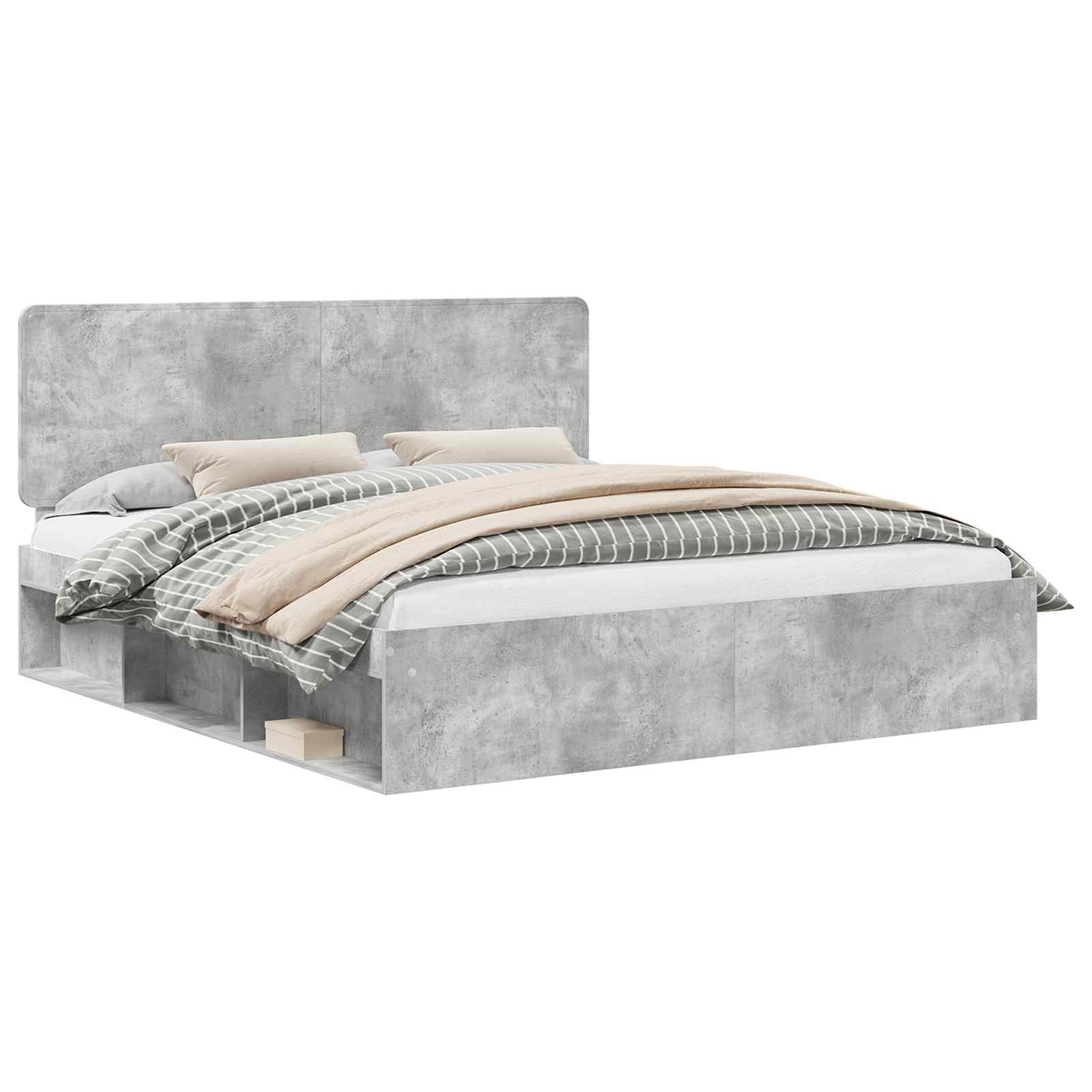 Bedframe met hoofdeinde Beton 180 x 200 cm Massief grenenhout is nu te koop bij PeponiXL, paradijselijk wonen!