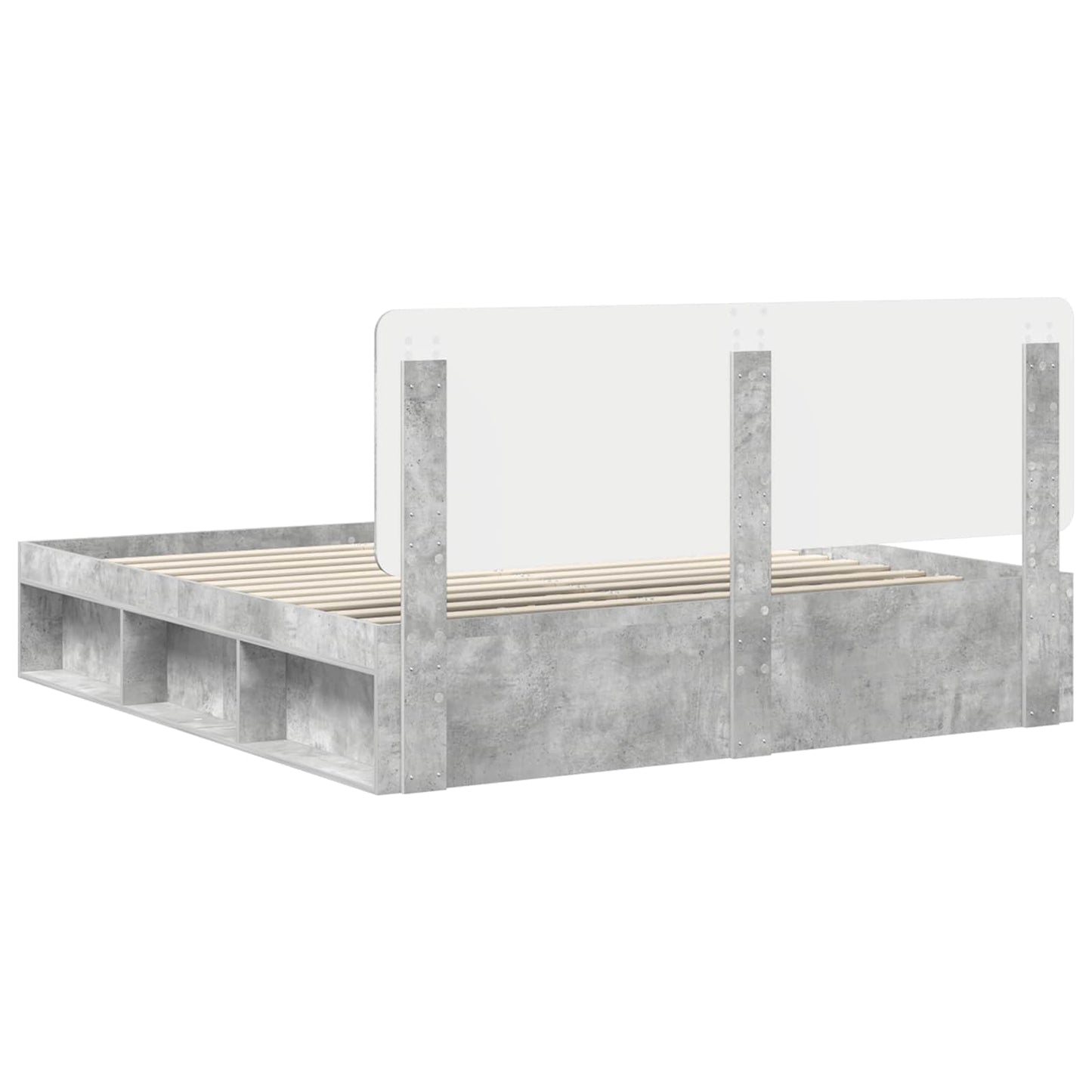 Bedframe met hoofdeinde Beton 180 x 200 cm Massief grenenhout is nu te koop bij PeponiXL, paradijselijk wonen!