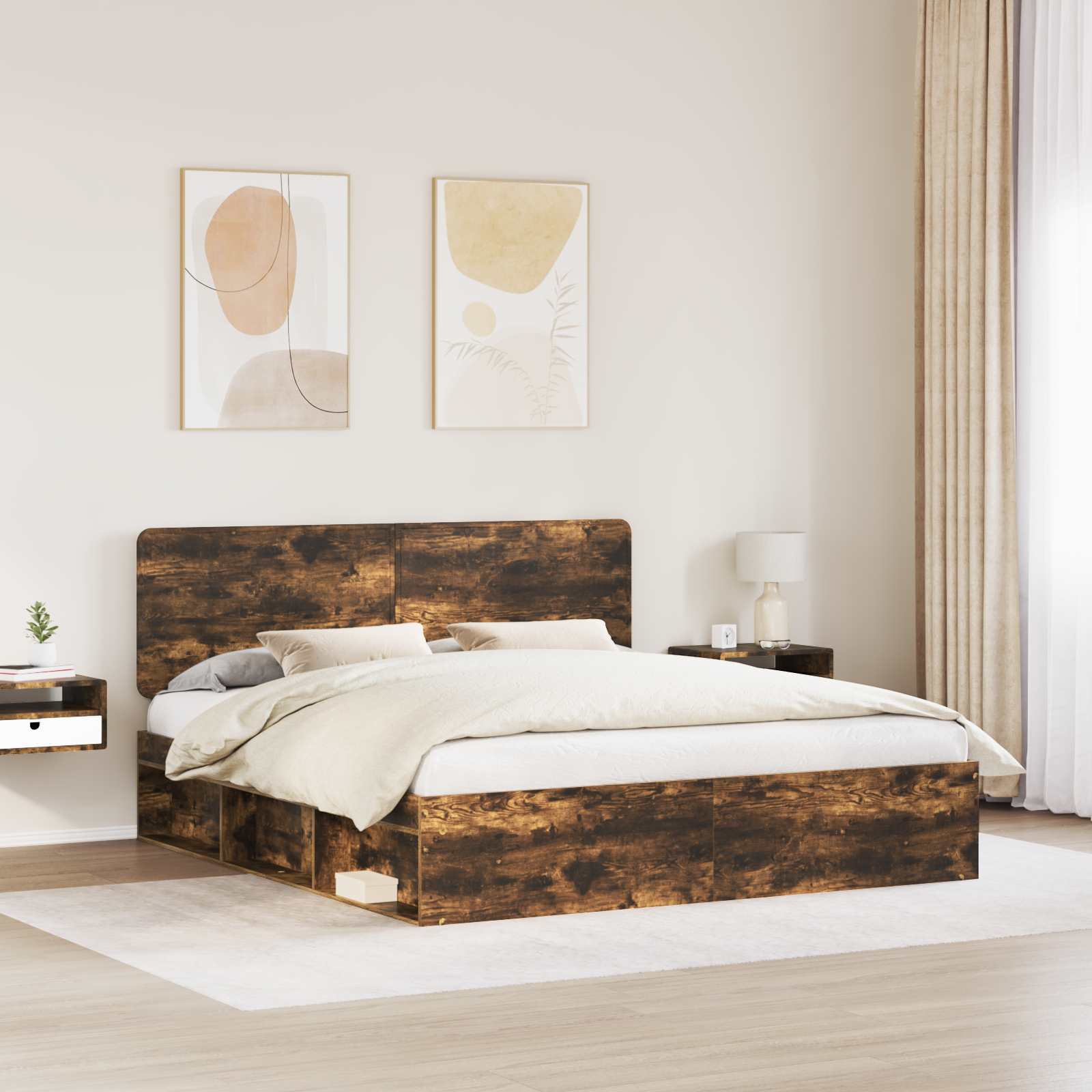 Bedframe Gerookt eiken 180 x 200 cm Massief grenenhout is nu te koop bij PeponiXL, paradijselijk wonen!