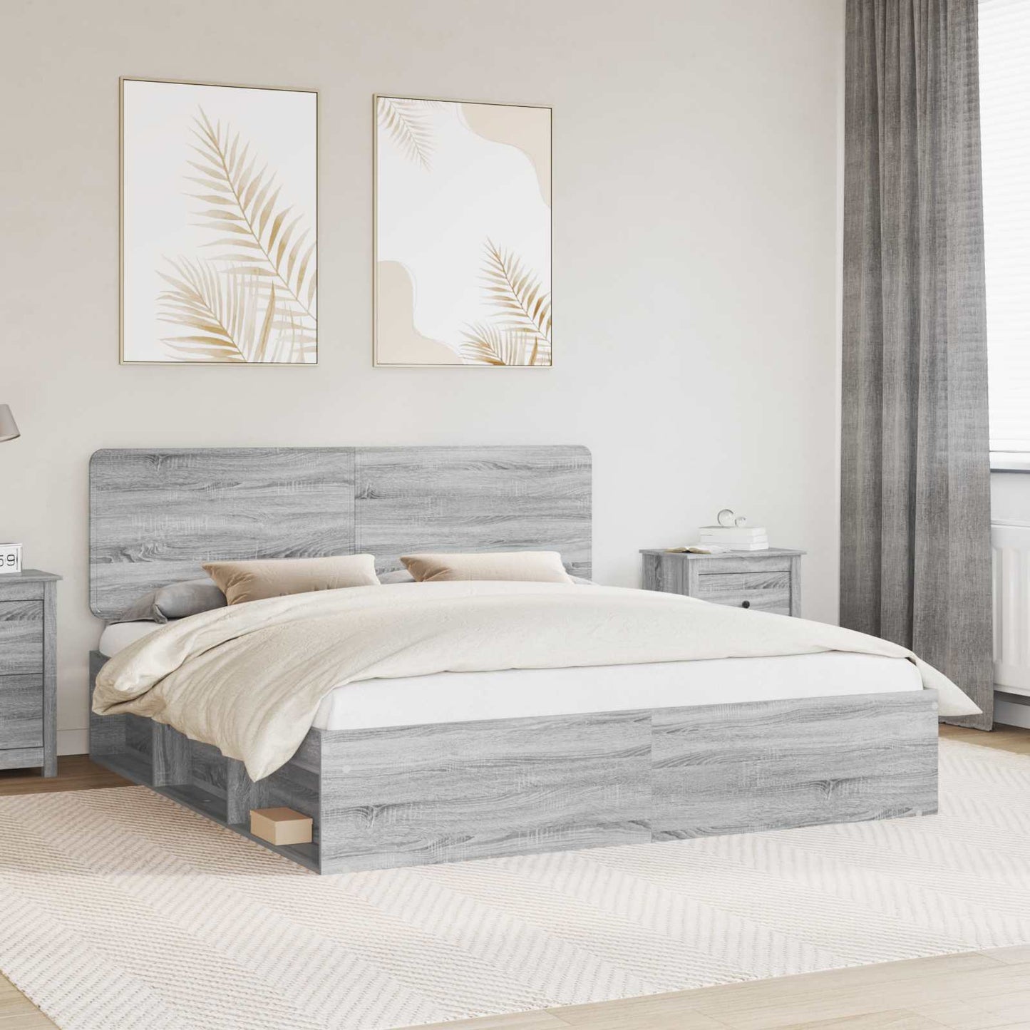 Bedframe Grijs Sonoma 180 x 200 cm Massief grenenhout is nu te koop bij PeponiXL, paradijselijk wonen!