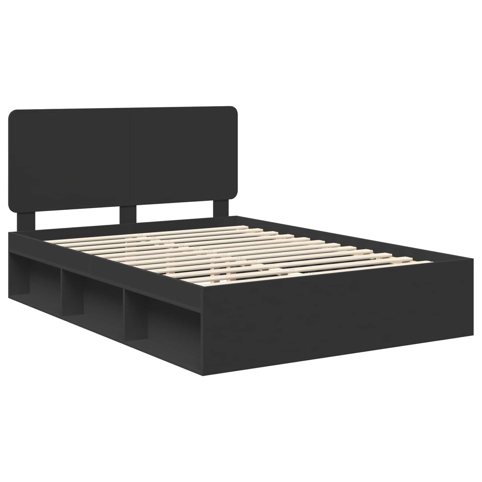 Bedframe met hoofdeinde Zwart 160 x 200 cm Massief grenenhout is nu te koop bij PeponiXL, paradijselijk wonen!