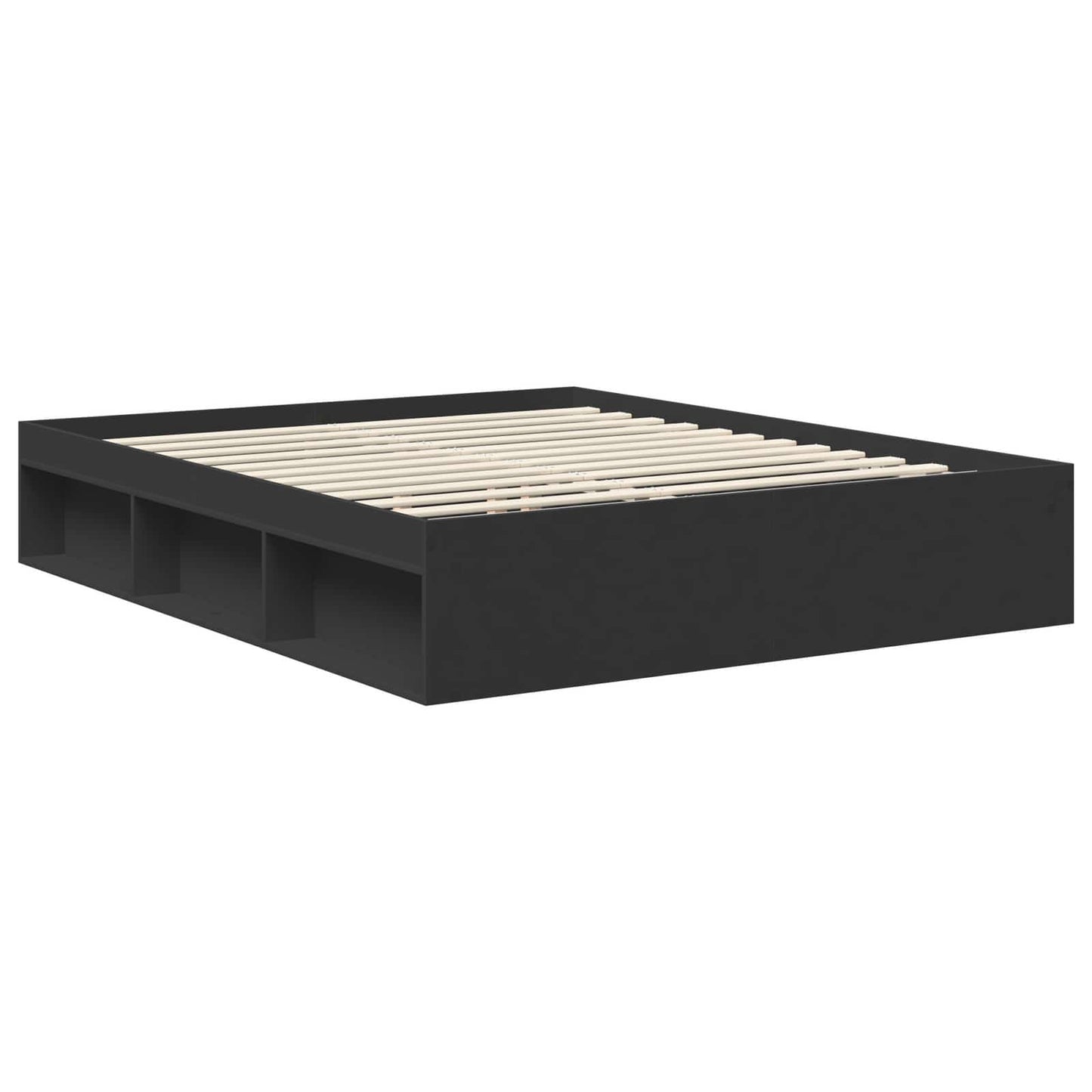 Bedframe met hoofdeinde Zwart 160 x 200 cm Massief grenenhout is nu te koop bij PeponiXL, paradijselijk wonen!