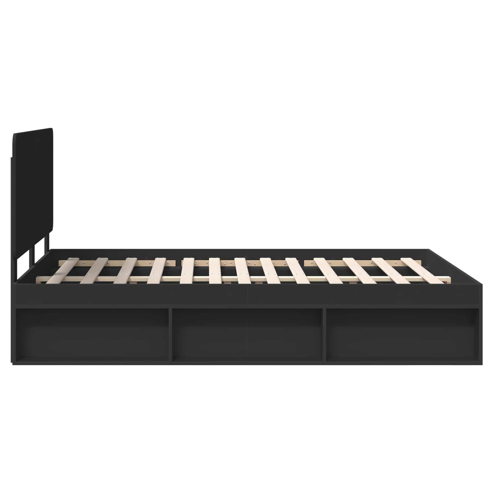 Bedframe met hoofdeinde Zwart 160 x 200 cm Massief grenenhout is nu te koop bij PeponiXL, paradijselijk wonen!