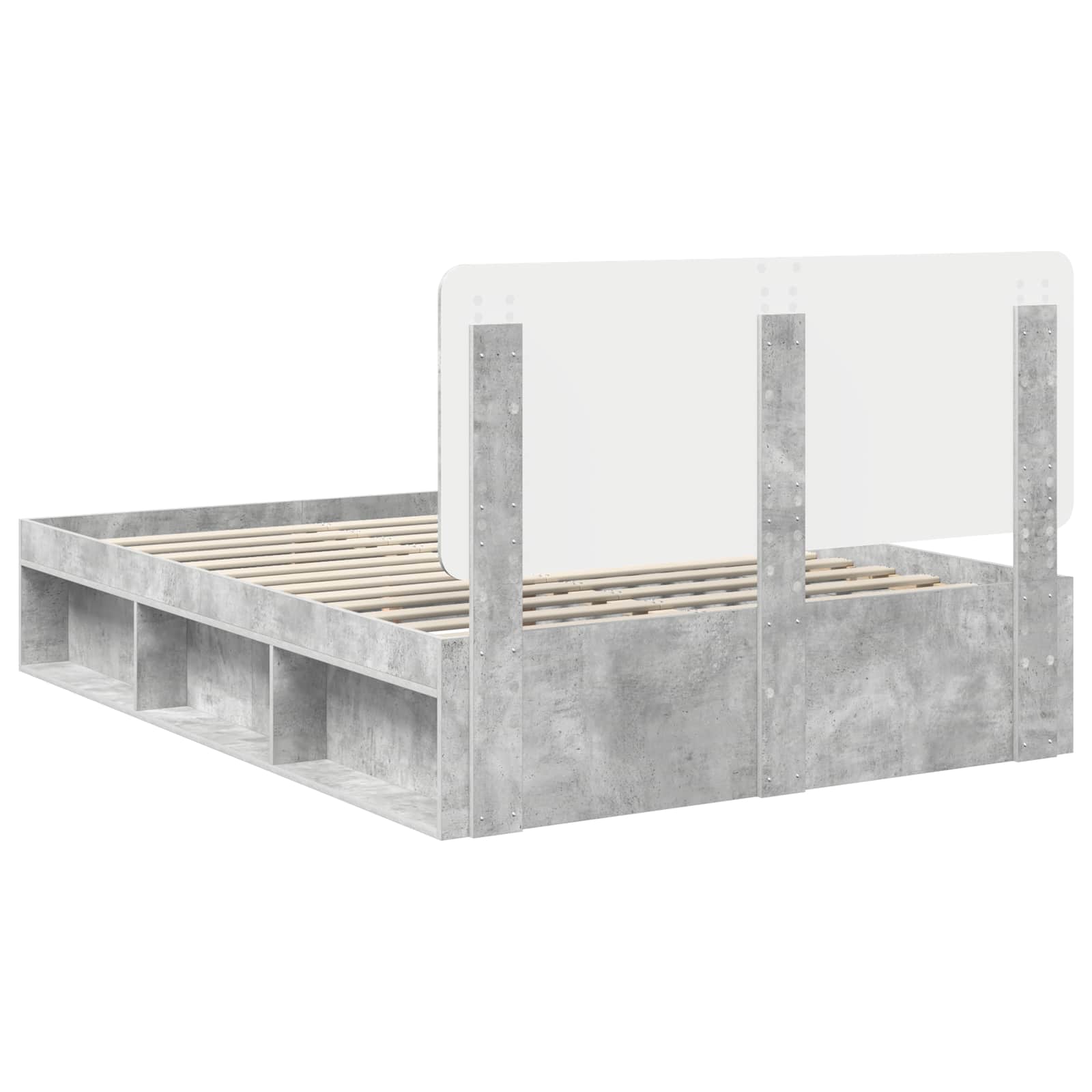 Bedframe met hoofdeinde Beton 160 x 200 cm Massief grenenhout is nu te koop bij PeponiXL, paradijselijk wonen!