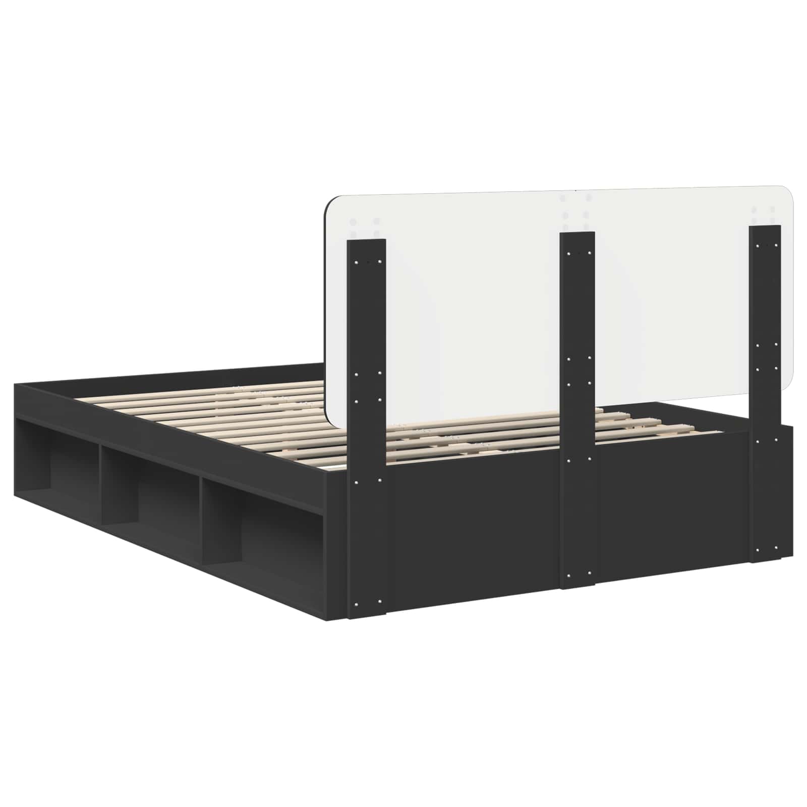 Bedframe met hoofdeinde Zwart 150 x 200 cm Massief grenenhout is nu te koop bij PeponiXL, paradijselijk wonen!