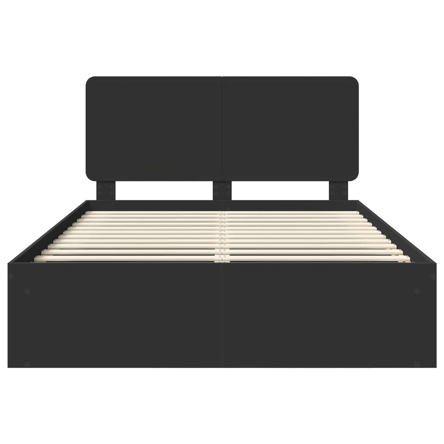 Bedframe met hoofdeinde Zwart 150 x 200 cm Massief grenenhout is nu te koop bij PeponiXL, paradijselijk wonen!