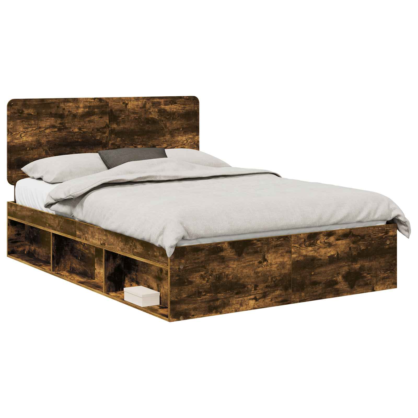 Bedframe Gerookt eiken 150 x 200 cm Massief grenenhout is nu te koop bij PeponiXL, paradijselijk wonen!