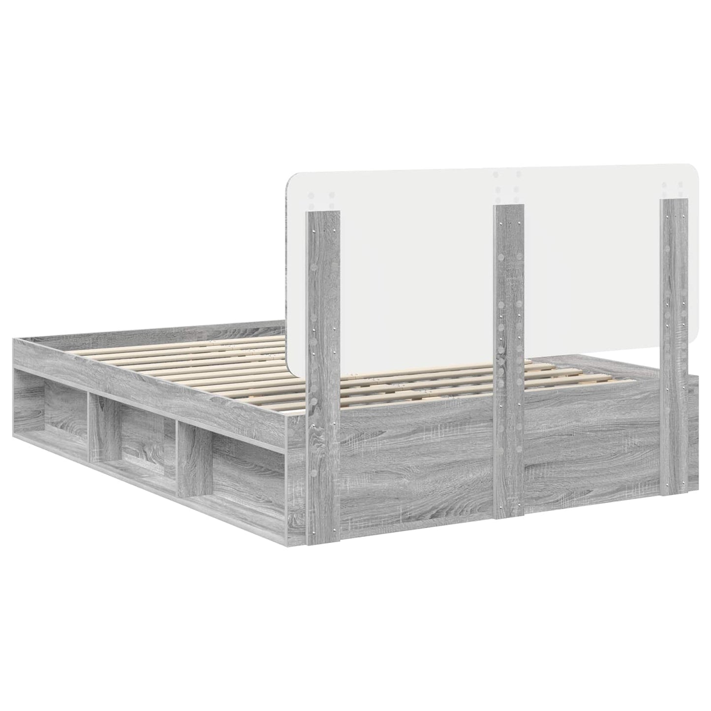 Bedframe Grijs Sonoma 150 x 200 cm Massief grenenhout is nu te koop bij PeponiXL, paradijselijk wonen!