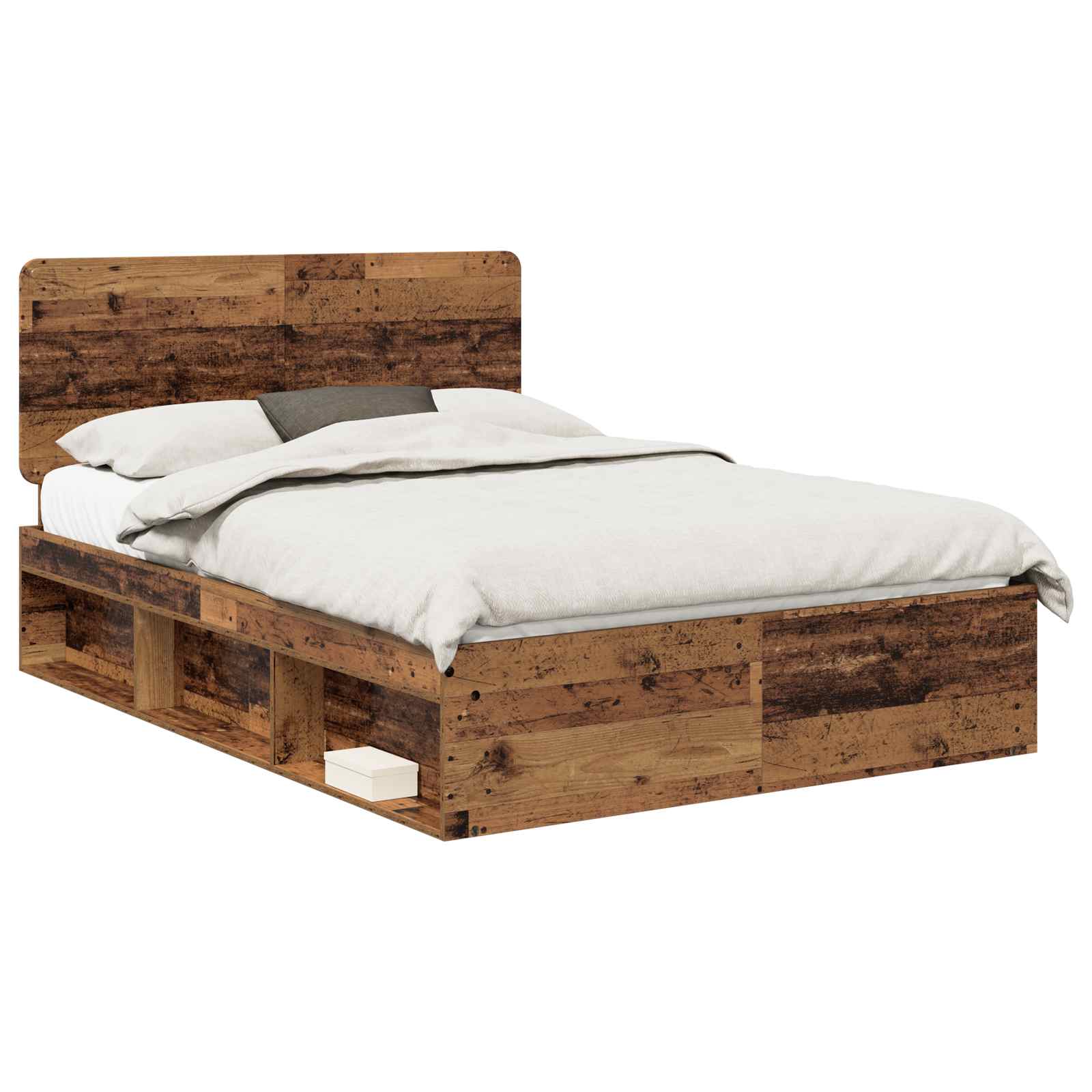 Bedframe met hoofdeinde Oudhout 150 x 200 cm Massief grenenhout is nu te koop bij PeponiXL, paradijselijk wonen!