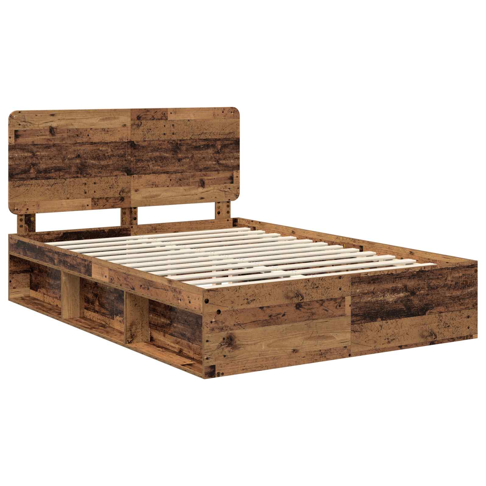 Bedframe met hoofdeinde Oudhout 150 x 200 cm Massief grenenhout is nu te koop bij PeponiXL, paradijselijk wonen!