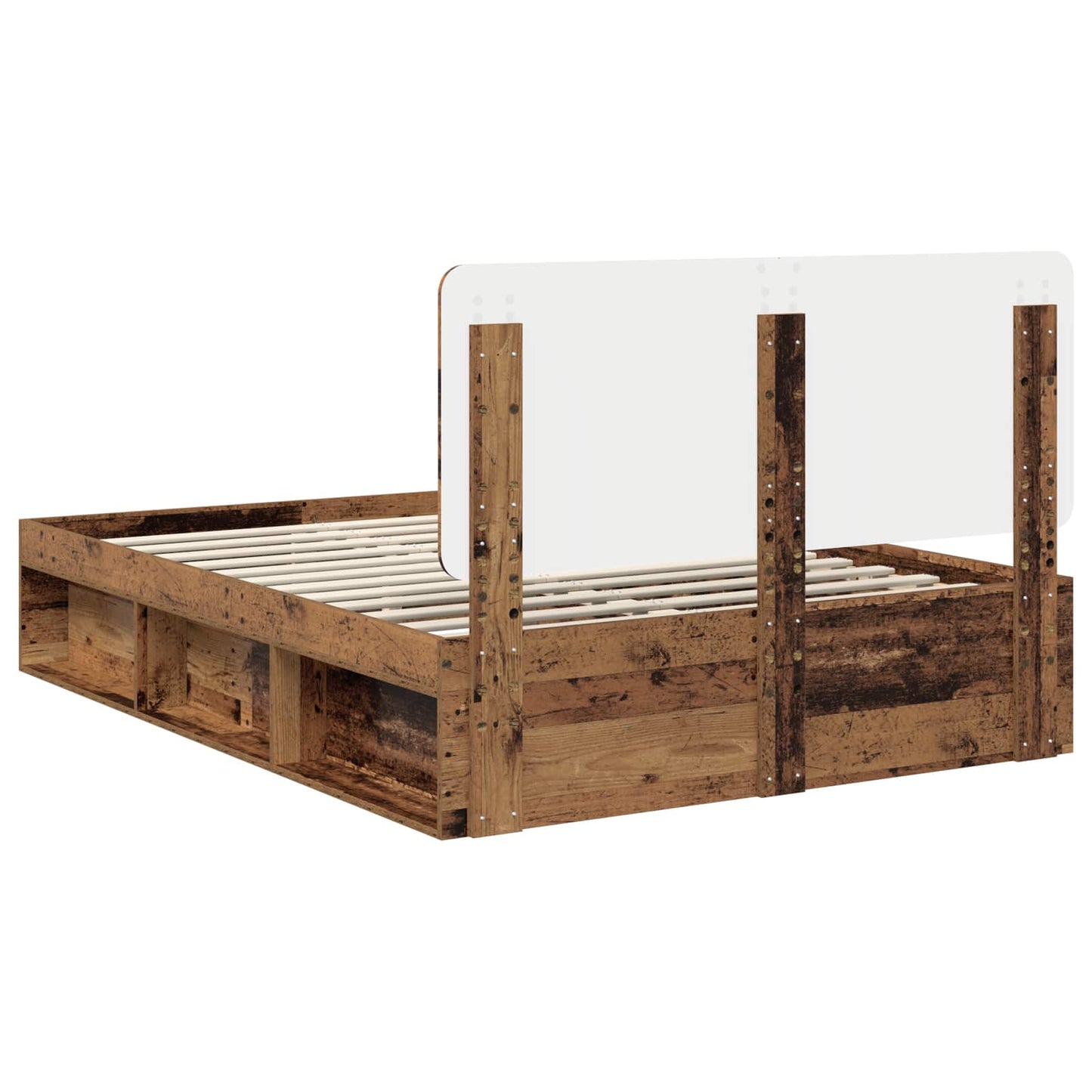 Bedframe met hoofdeinde Oudhout 150 x 200 cm Massief grenenhout is nu te koop bij PeponiXL, paradijselijk wonen!