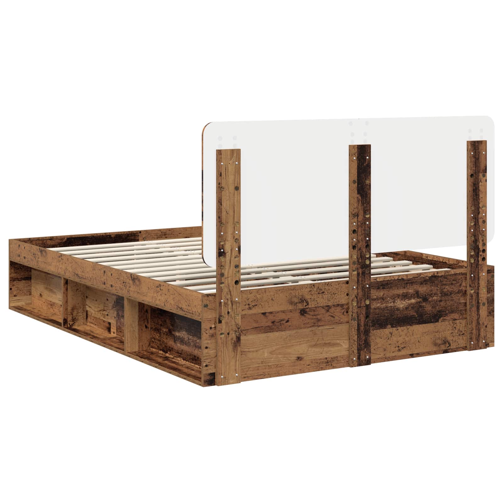 Bedframe met hoofdeinde Oudhout 150 x 200 cm Massief grenenhout is nu te koop bij PeponiXL, paradijselijk wonen!