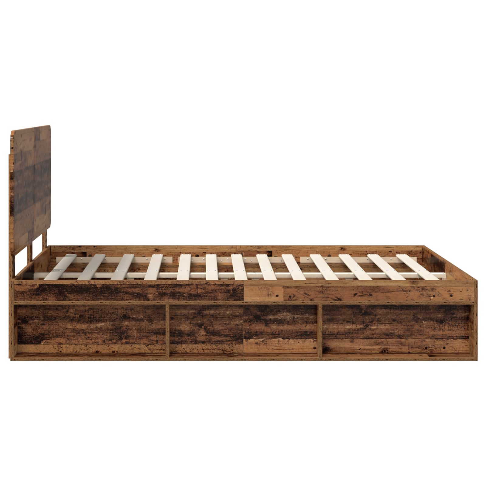 Bedframe met hoofdeinde Oudhout 150 x 200 cm Massief grenenhout is nu te koop bij PeponiXL, paradijselijk wonen!