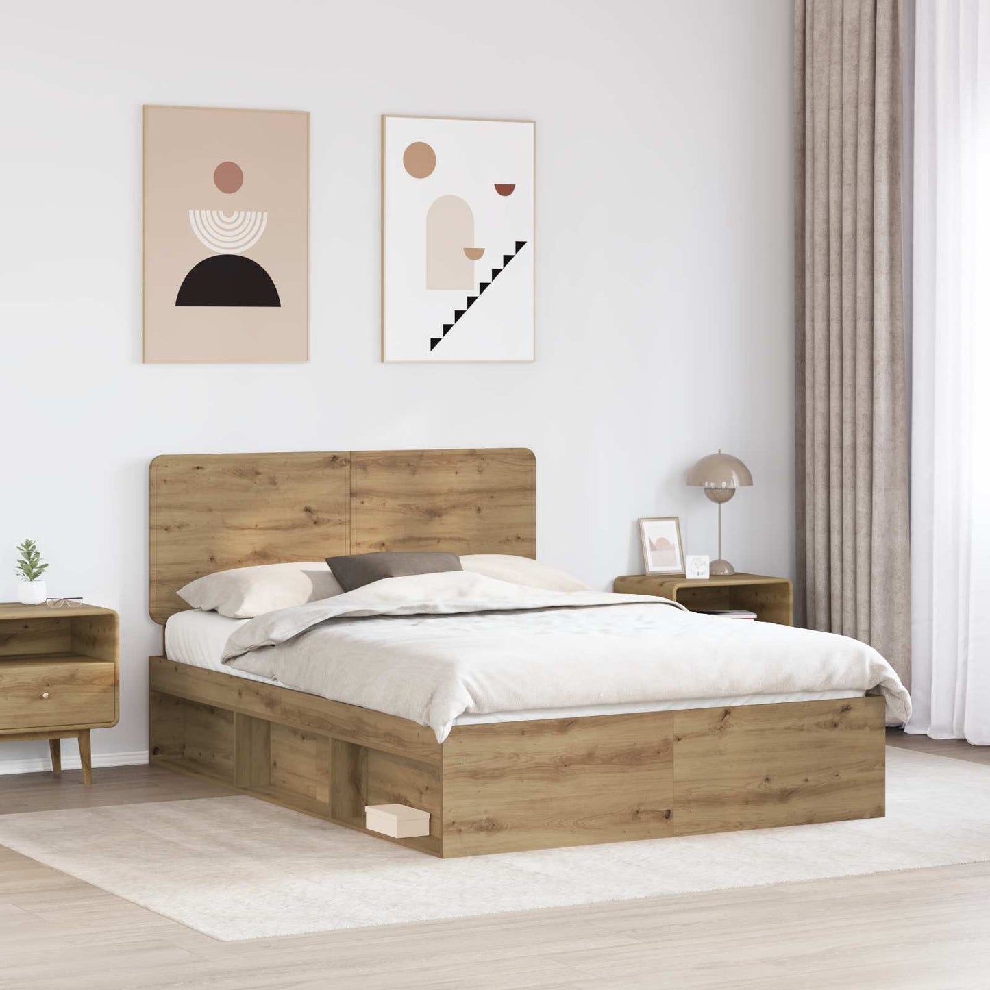 Bedframe Ambachtelijk eiken 150 x 200 cm Massief grenenhout is nu te koop bij PeponiXL, paradijselijk wonen!