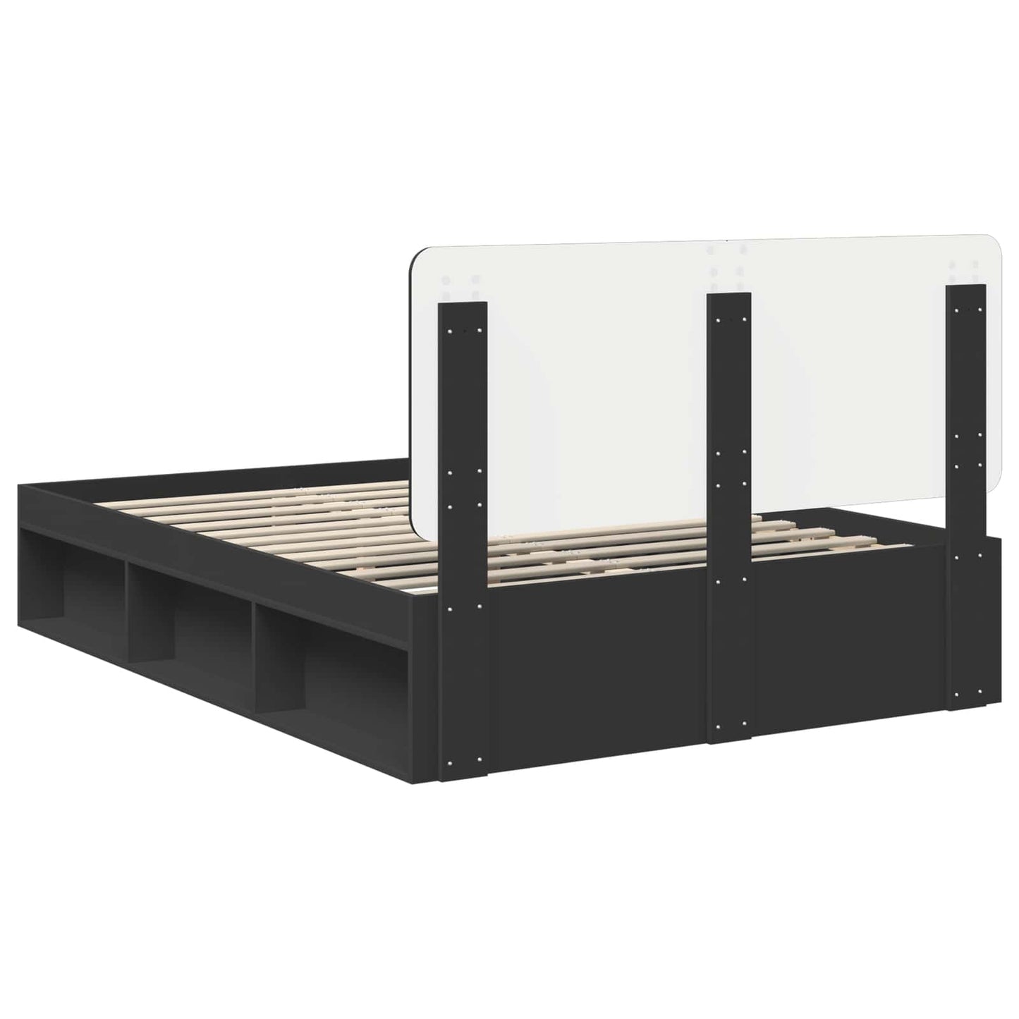 Bedframe met hoofdeinde Zwart 140 x 200 cm Massief grenenhout is nu te koop bij PeponiXL, paradijselijk wonen!
