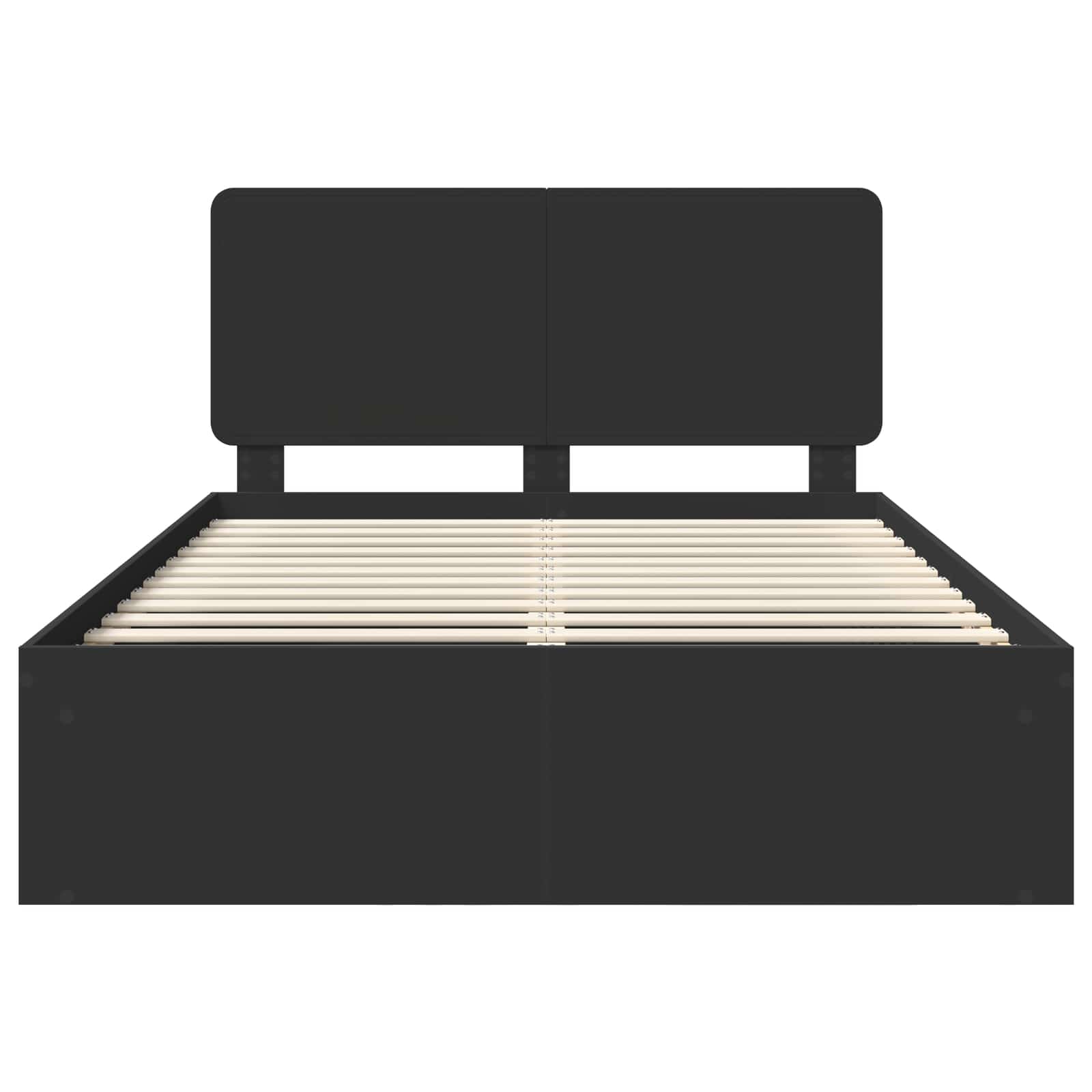 Bedframe met hoofdeinde Zwart 140 x 200 cm Massief grenenhout is nu te koop bij PeponiXL, paradijselijk wonen!