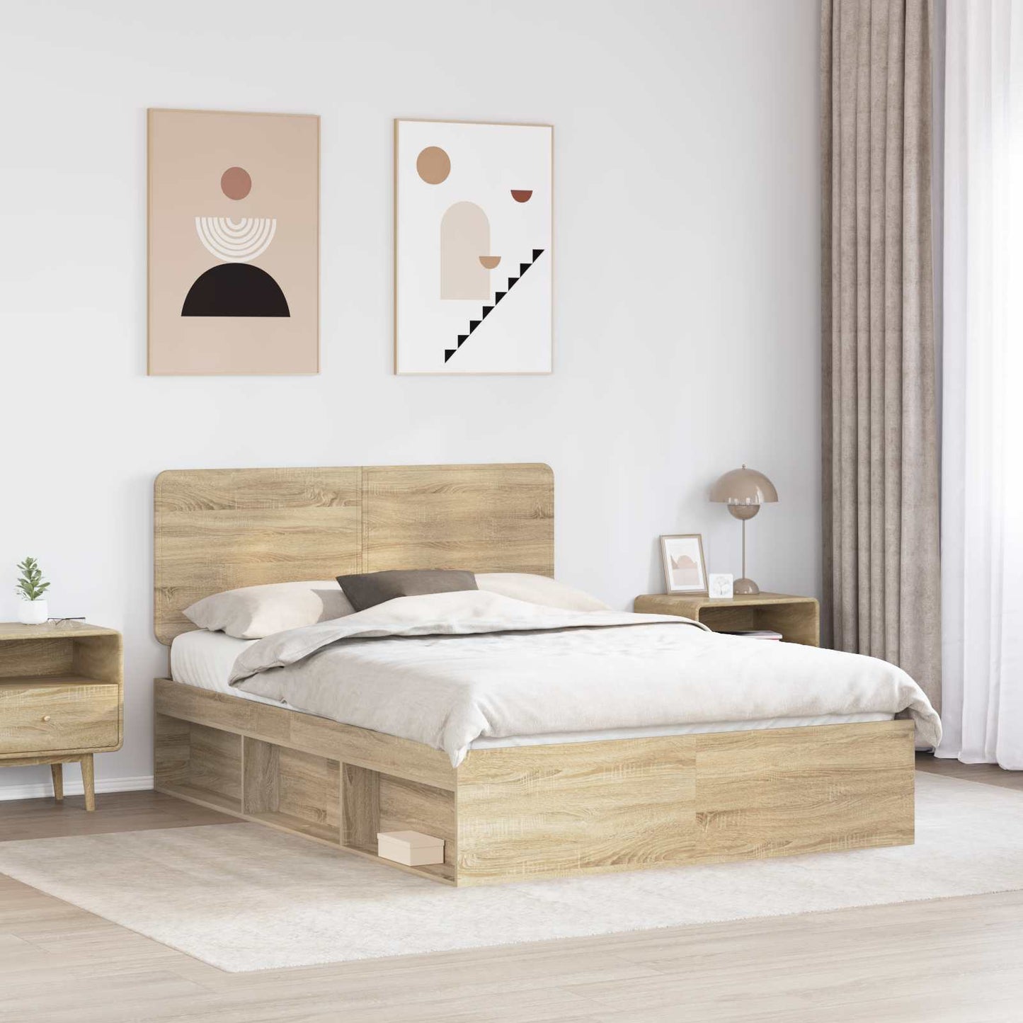 Bedframe met hoofdeinde Sonoma 140 x 200 cm Massief grenenhout is nu te koop bij PeponiXL, paradijselijk wonen!