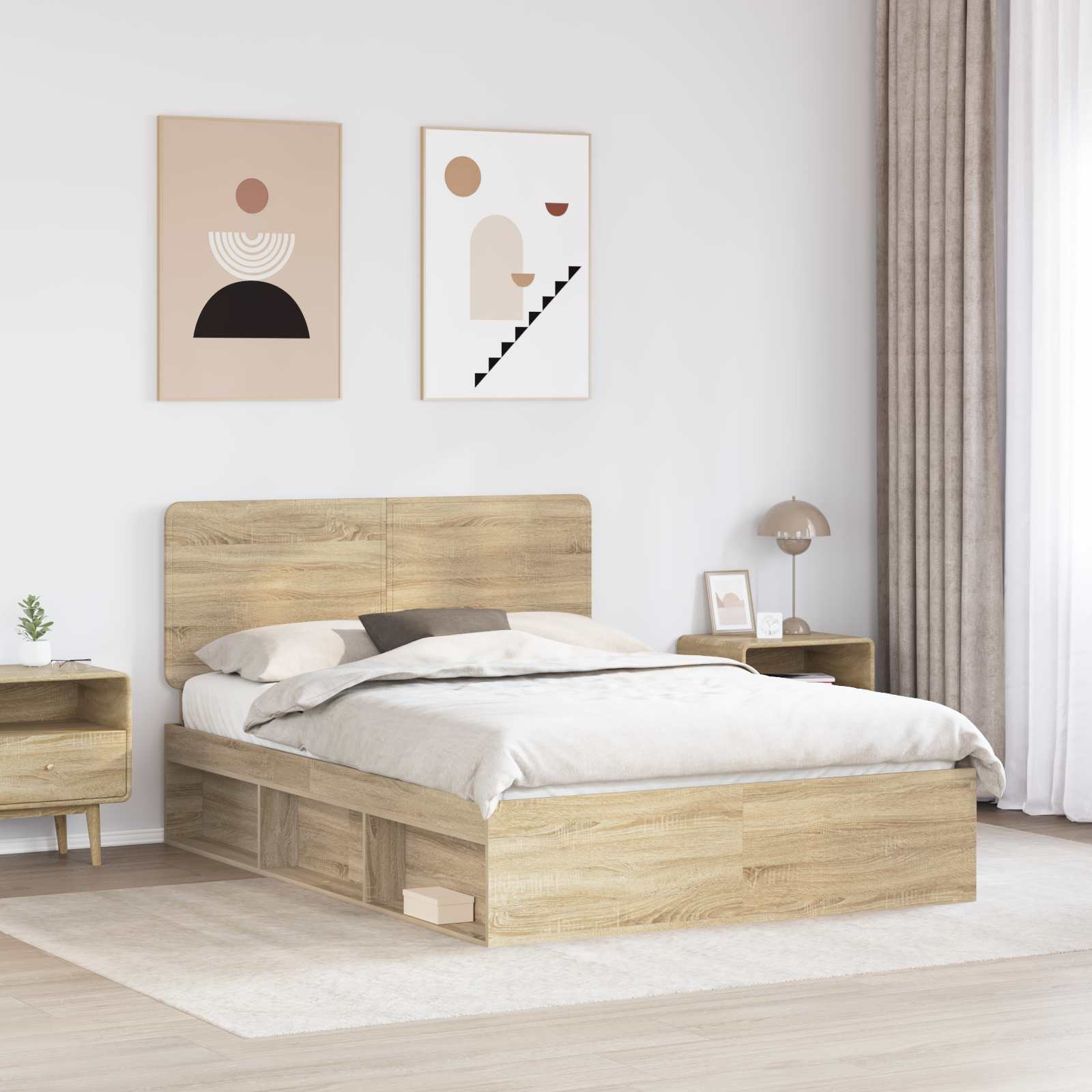 Bedframe met hoofdeinde Sonoma 140 x 190 cm Massief grenenhout is nu te koop bij PeponiXL, paradijselijk wonen!