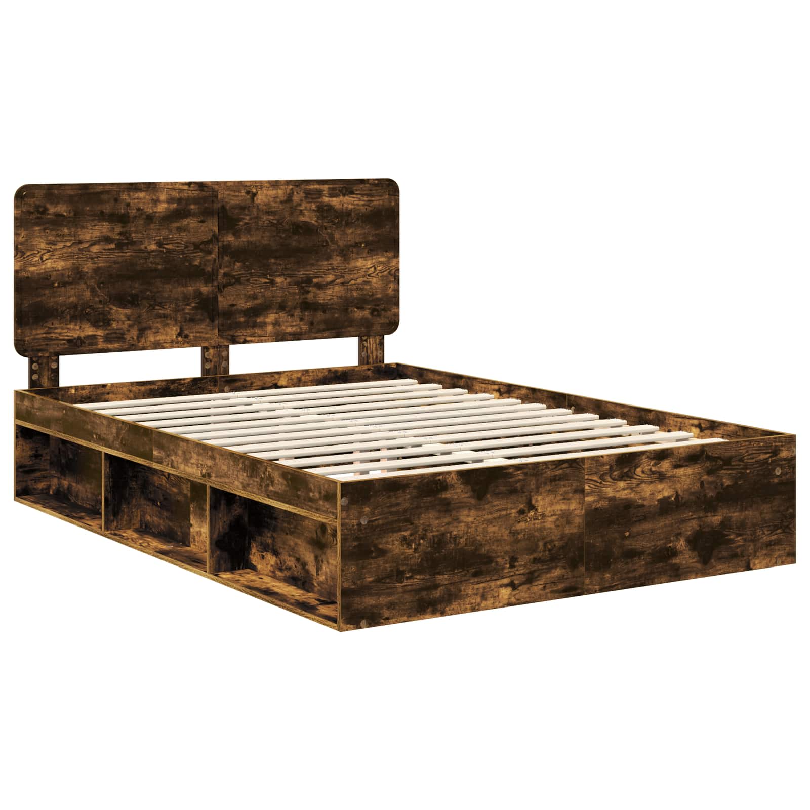 Bedframe Gerookt eiken 140 x 190 cm Massief grenenhout is nu te koop bij PeponiXL, paradijselijk wonen!