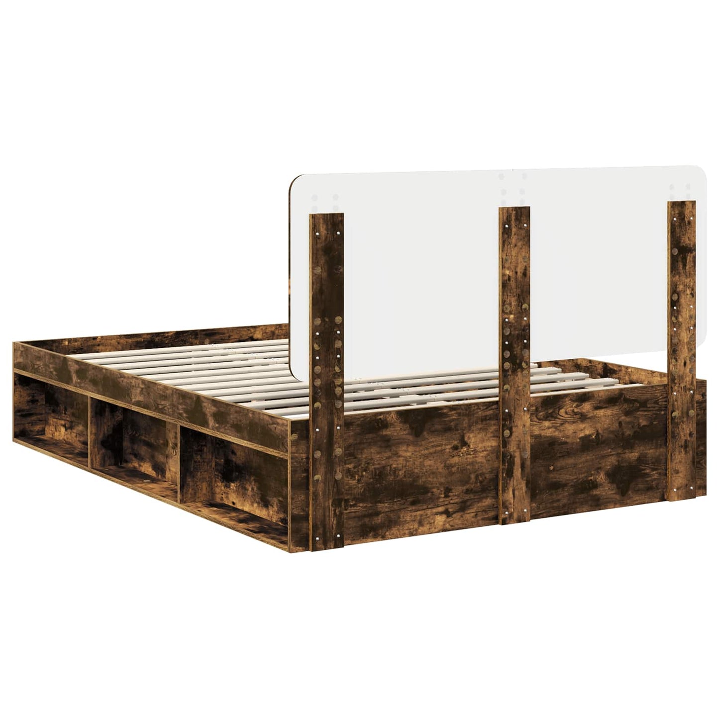 Bedframe Gerookt eiken 140 x 190 cm Massief grenenhout is nu te koop bij PeponiXL, paradijselijk wonen!