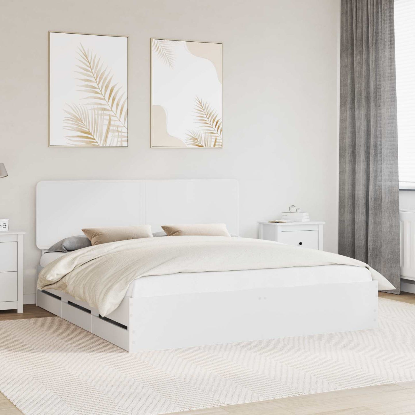Bedframe met lade met opslag Wit 200 x 200 cm Ingenieurshout is nu te koop bij PeponiXL, paradijselijk wonen!