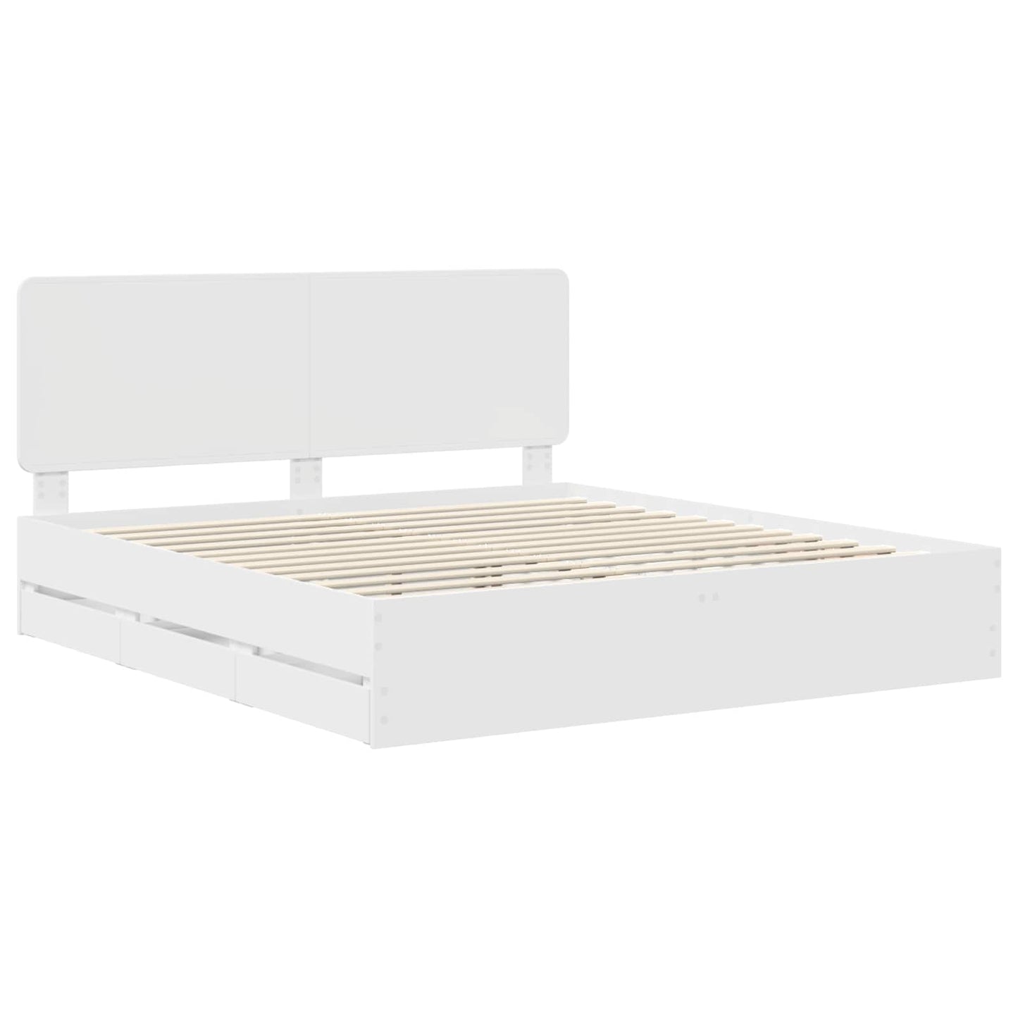 Bedframe met lade met opslag Wit 200 x 200 cm Ingenieurshout is nu te koop bij PeponiXL, paradijselijk wonen!