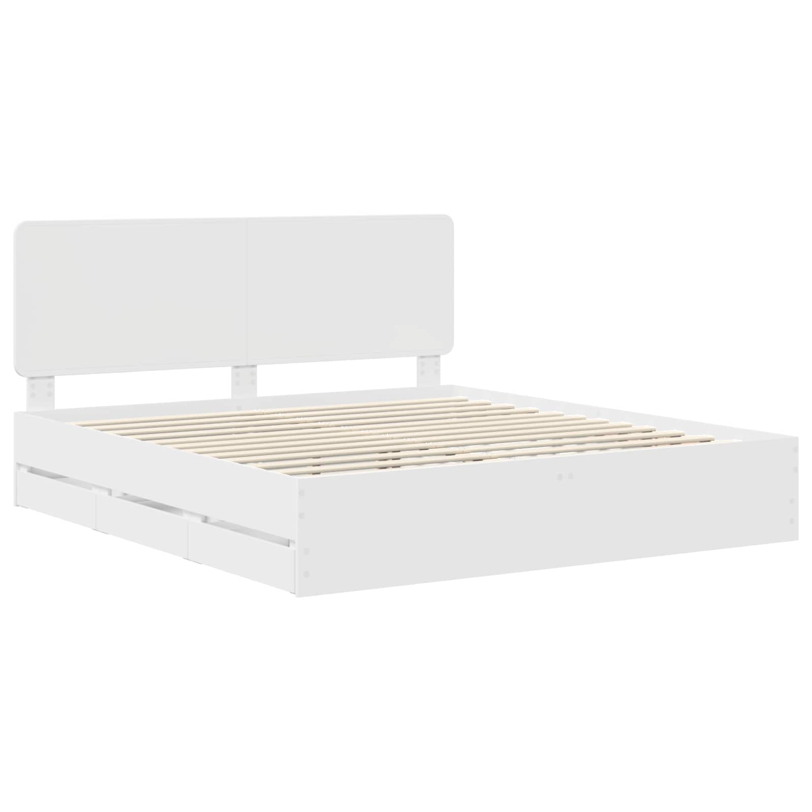 Bedframe met lade met opslag Wit 200 x 200 cm Ingenieurshout is nu te koop bij PeponiXL, paradijselijk wonen!