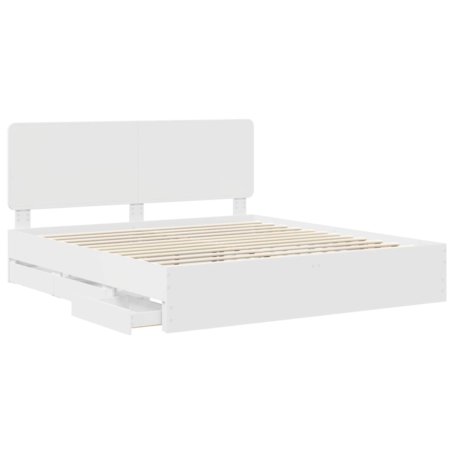 Bedframe met lade met opslag Wit 200 x 200 cm Ingenieurshout is nu te koop bij PeponiXL, paradijselijk wonen!